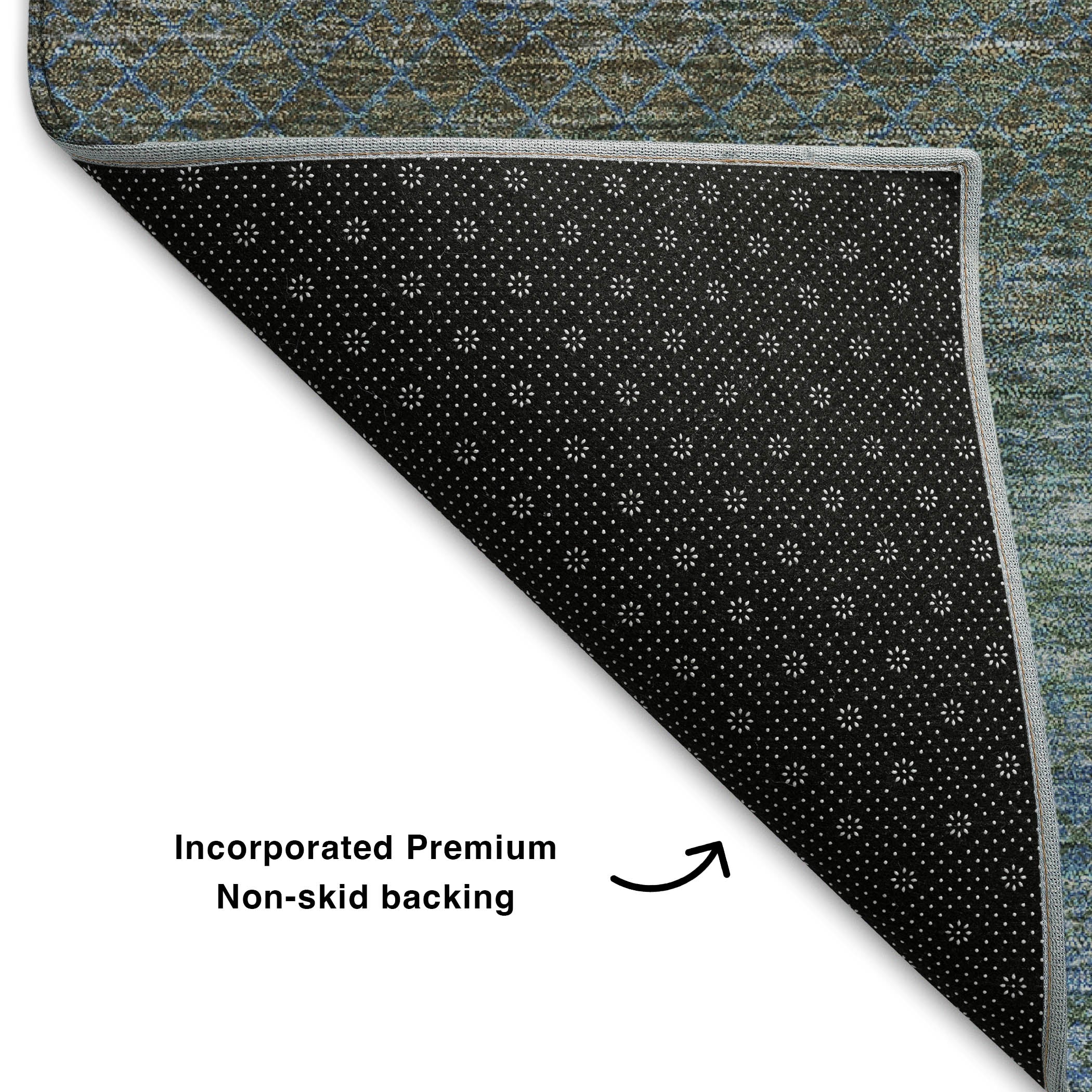 Havana Machine Washable Transitional Blue Rug 1'8" x 2'6" #shape_Rectangle