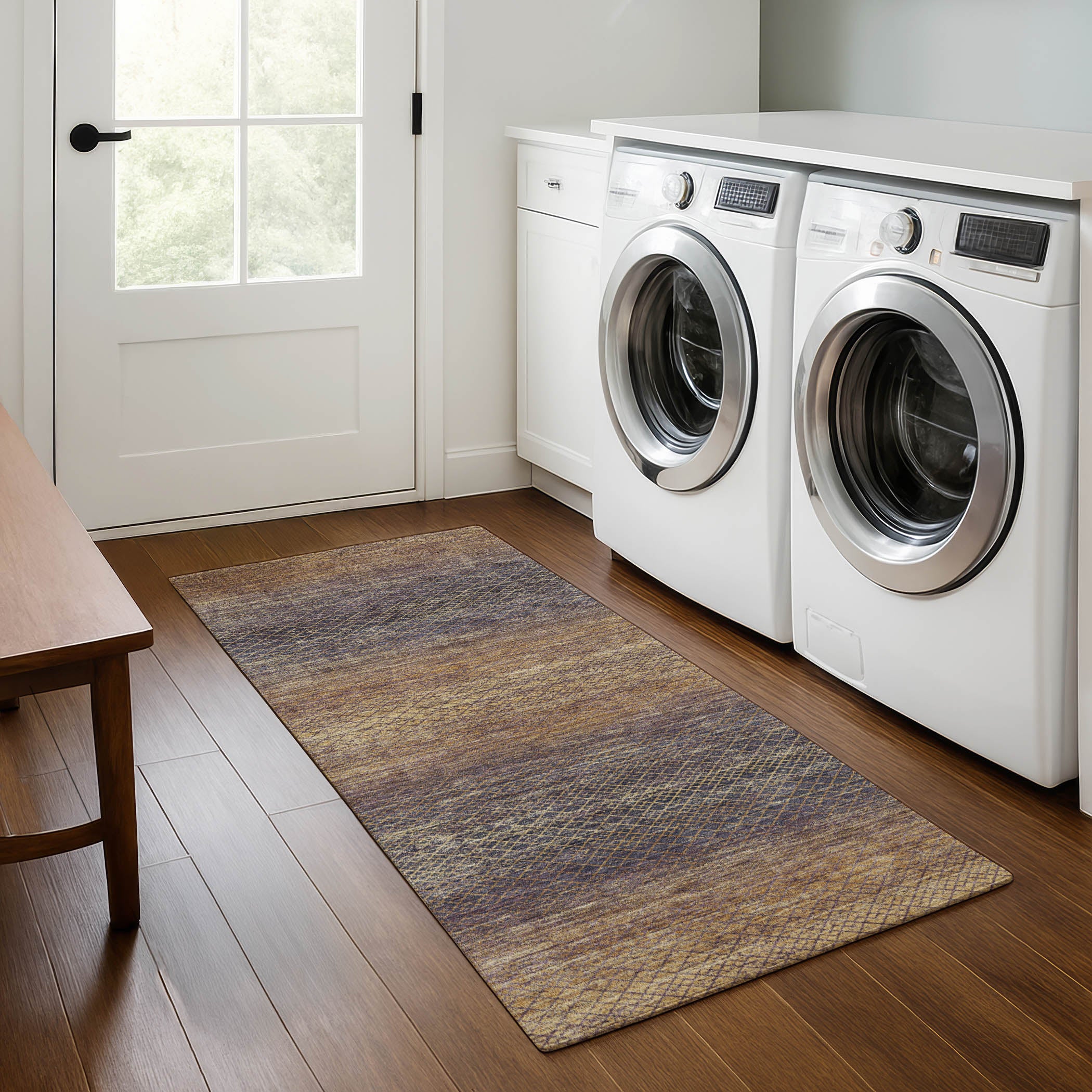 Havana Machine Washable Transitional Eggplant Purple Rug 2'3" x 7'6" #shape_Runner