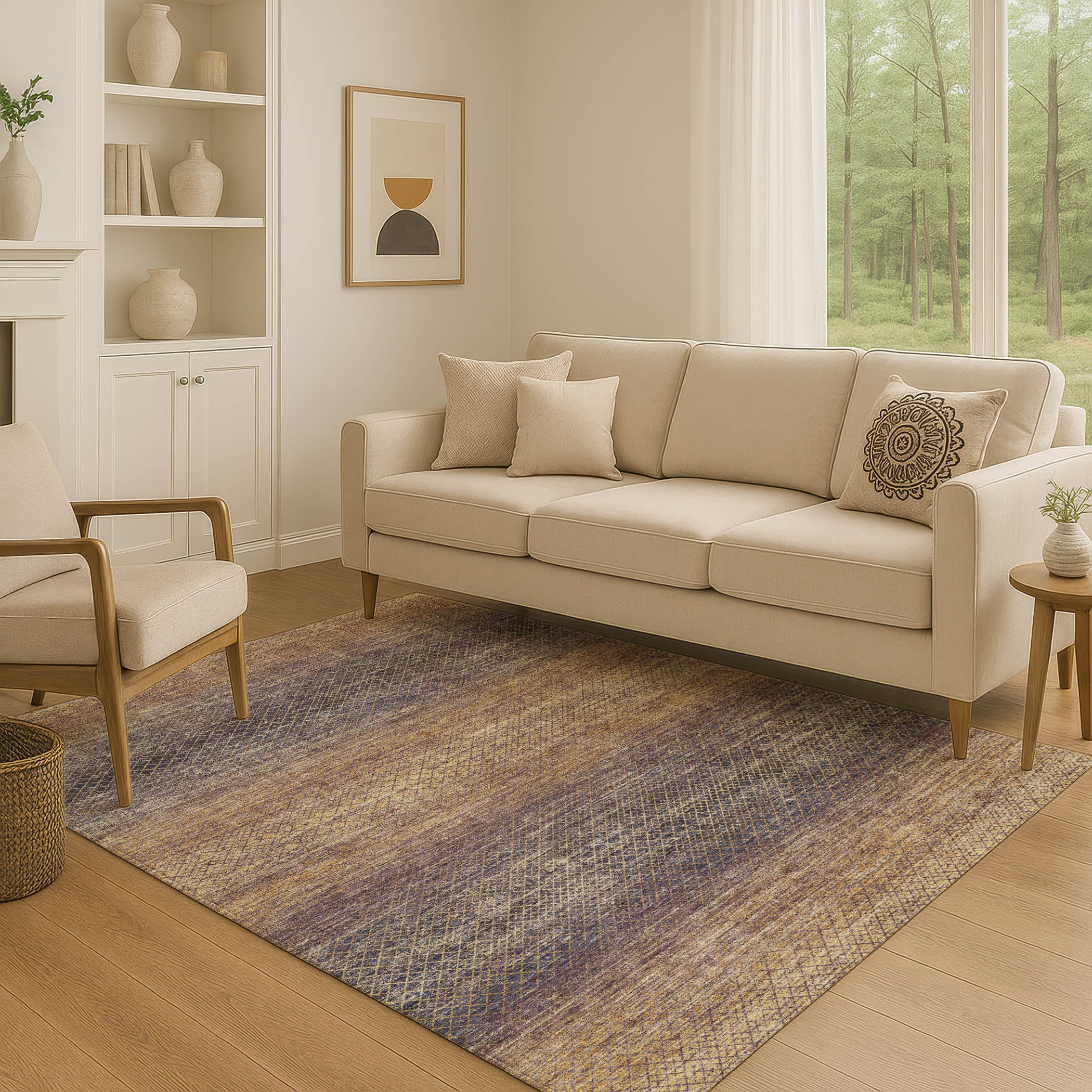 Havana Machine Washable Transitional Eggplant Purple Rug 2'6" x 3'10" #shape_Rectangle