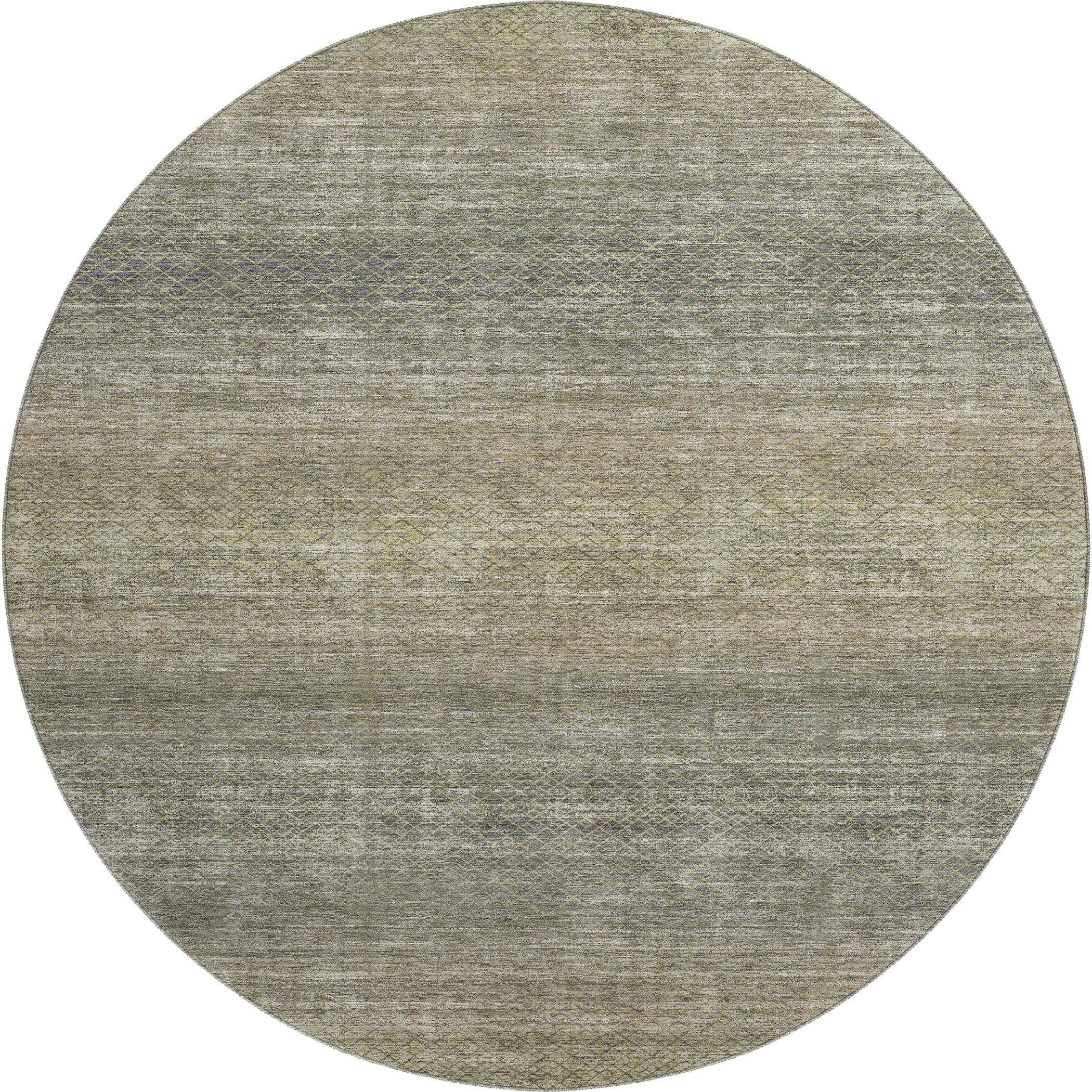 Havana Machine Washable Transitional Fern Green Rug 8' x 8' #shape_Round