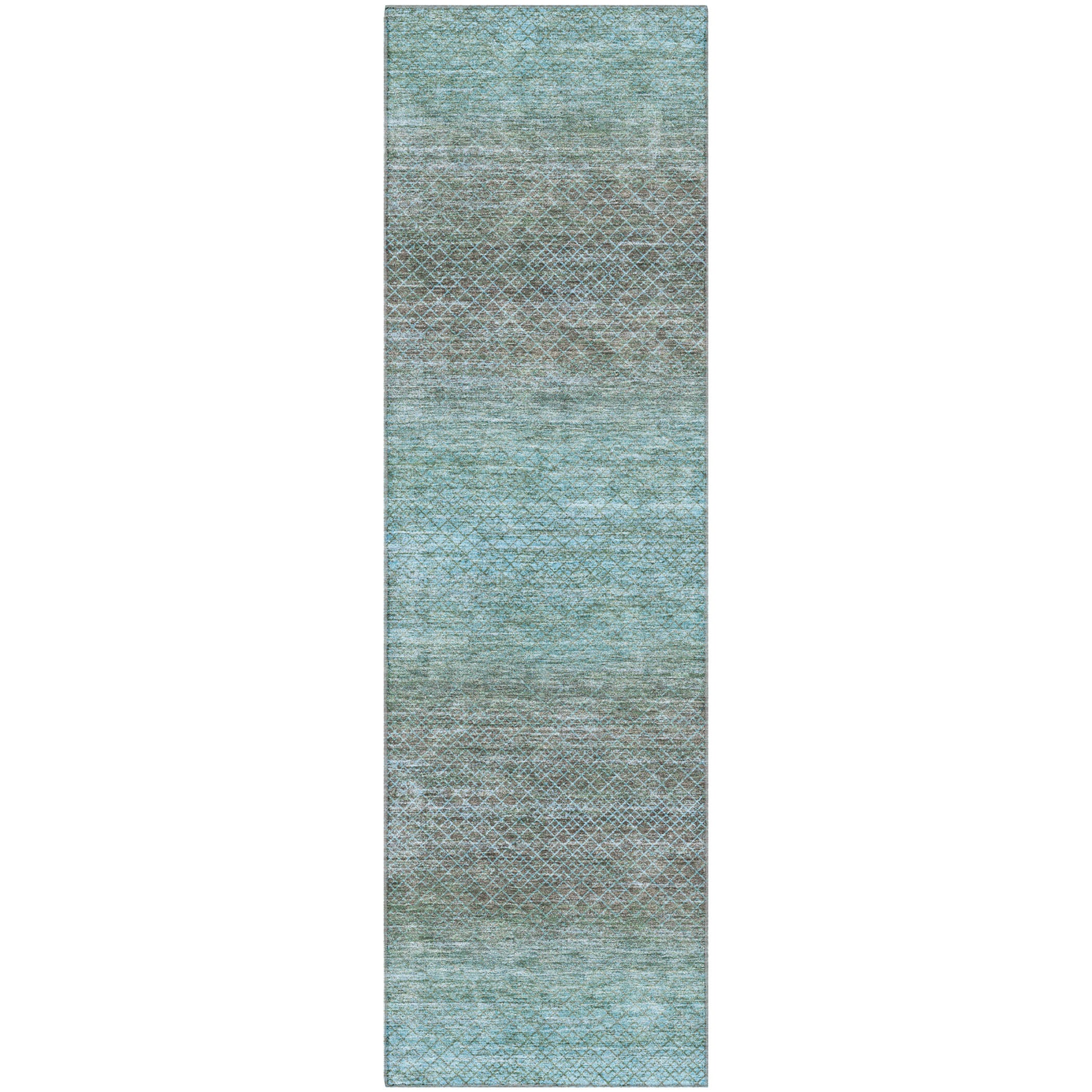 Havana Machine Washable Transitional Teal Rug 2'3" x 7'6" #shape_Runner