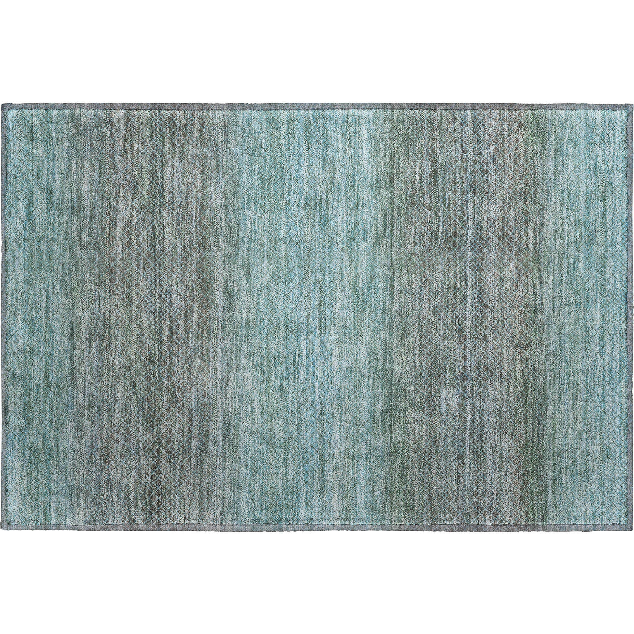 Havana Machine Washable Transitional Teal Rug 1'8" x 2'6" #shape_Rectangle