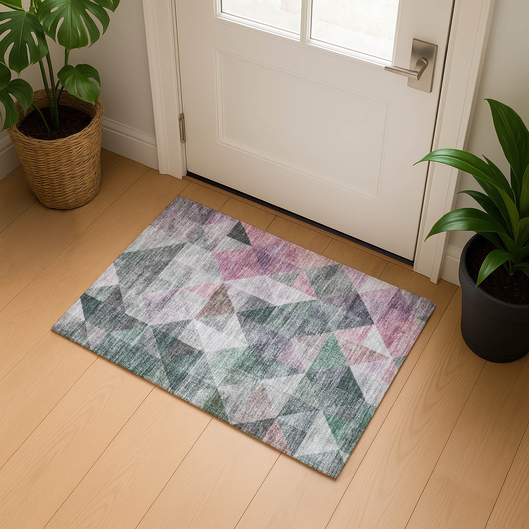 Lisbon Machine Washable Transitional Blush Pink Rug 1'8" x 2'6" #shape_Rectangle