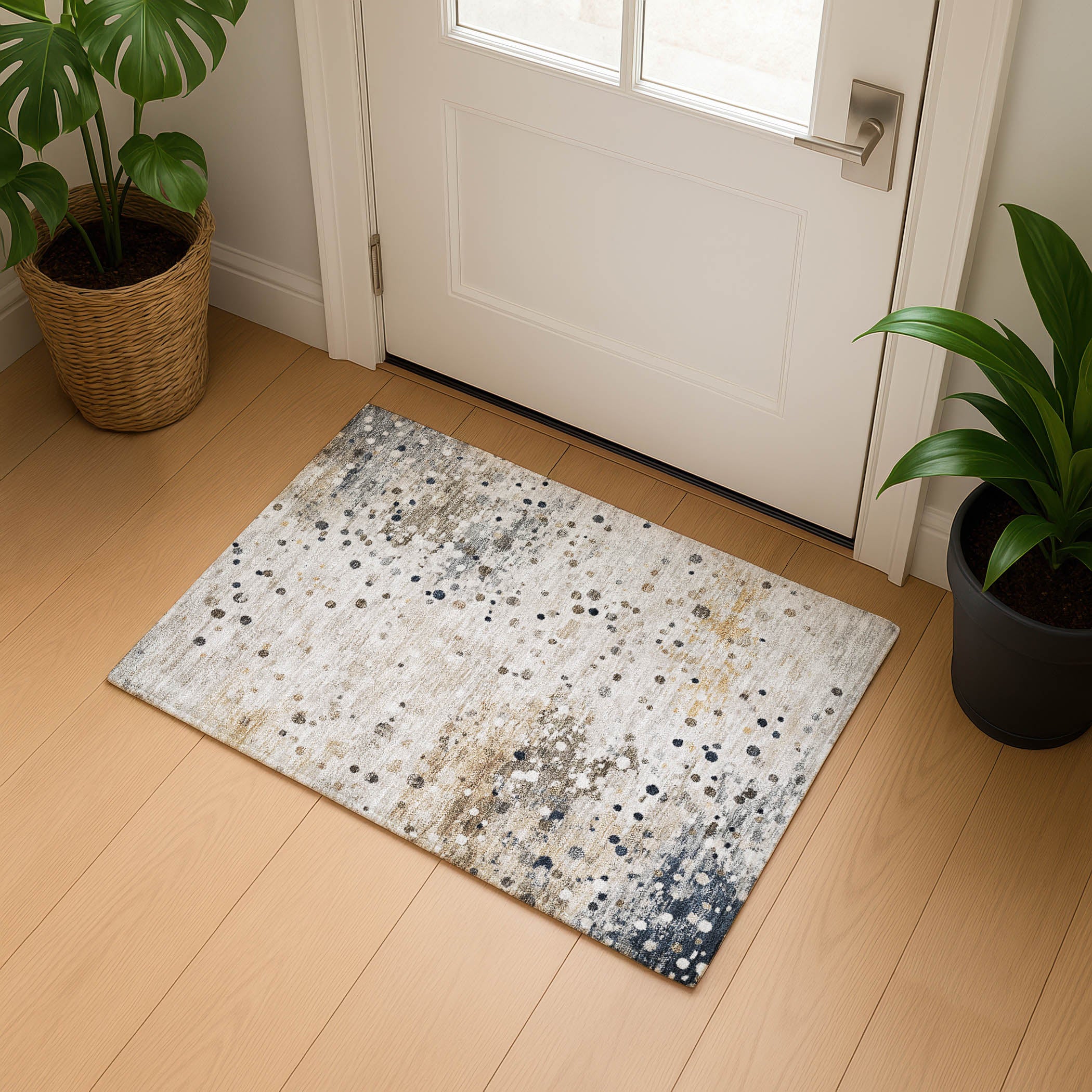 Prague Machine Washable Transitional Ivory Rug 1'8" x 2'6" #shape_Rectangle