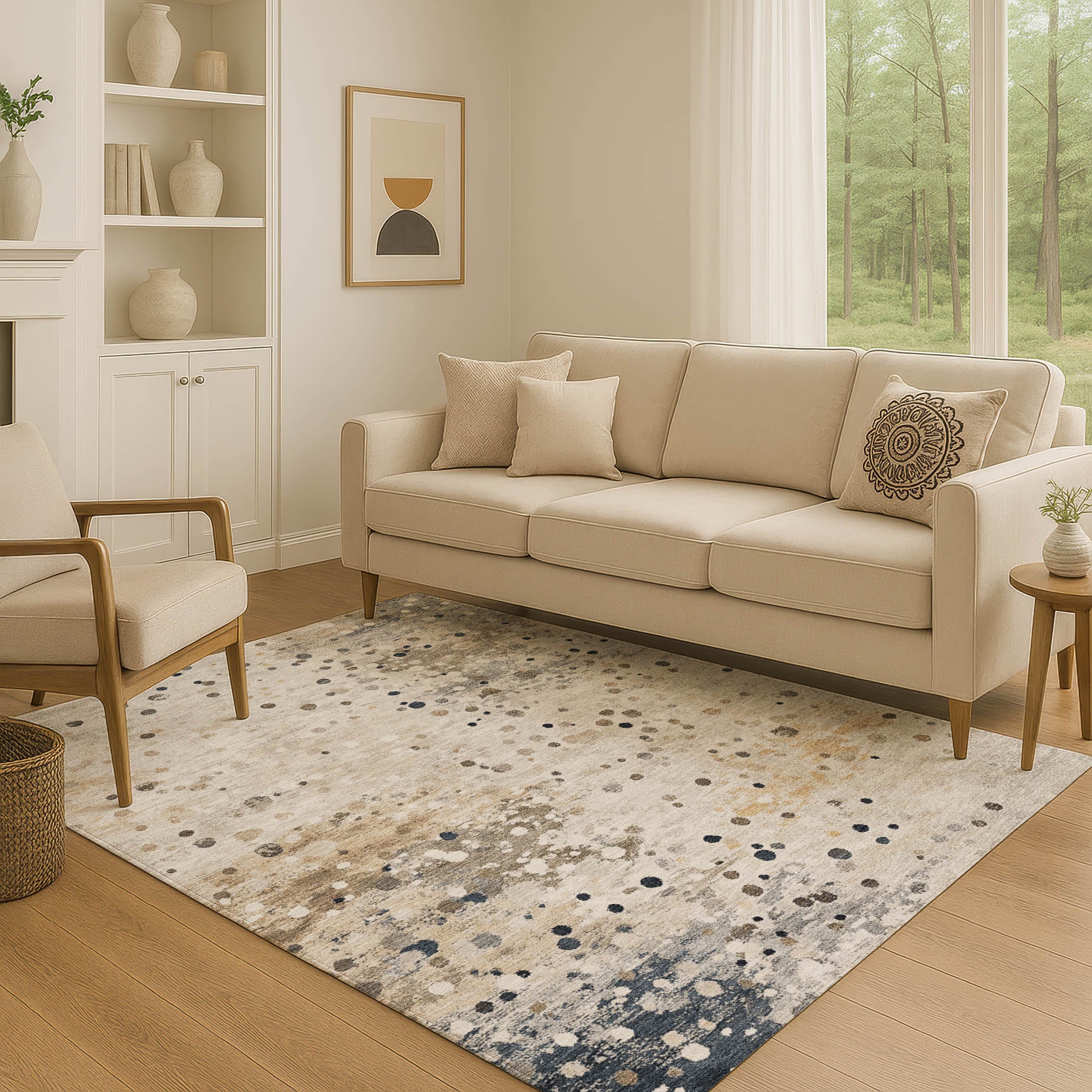 Prague Machine Washable Transitional Ivory Rug 2'6" x 3'10" #shape_Rectangle