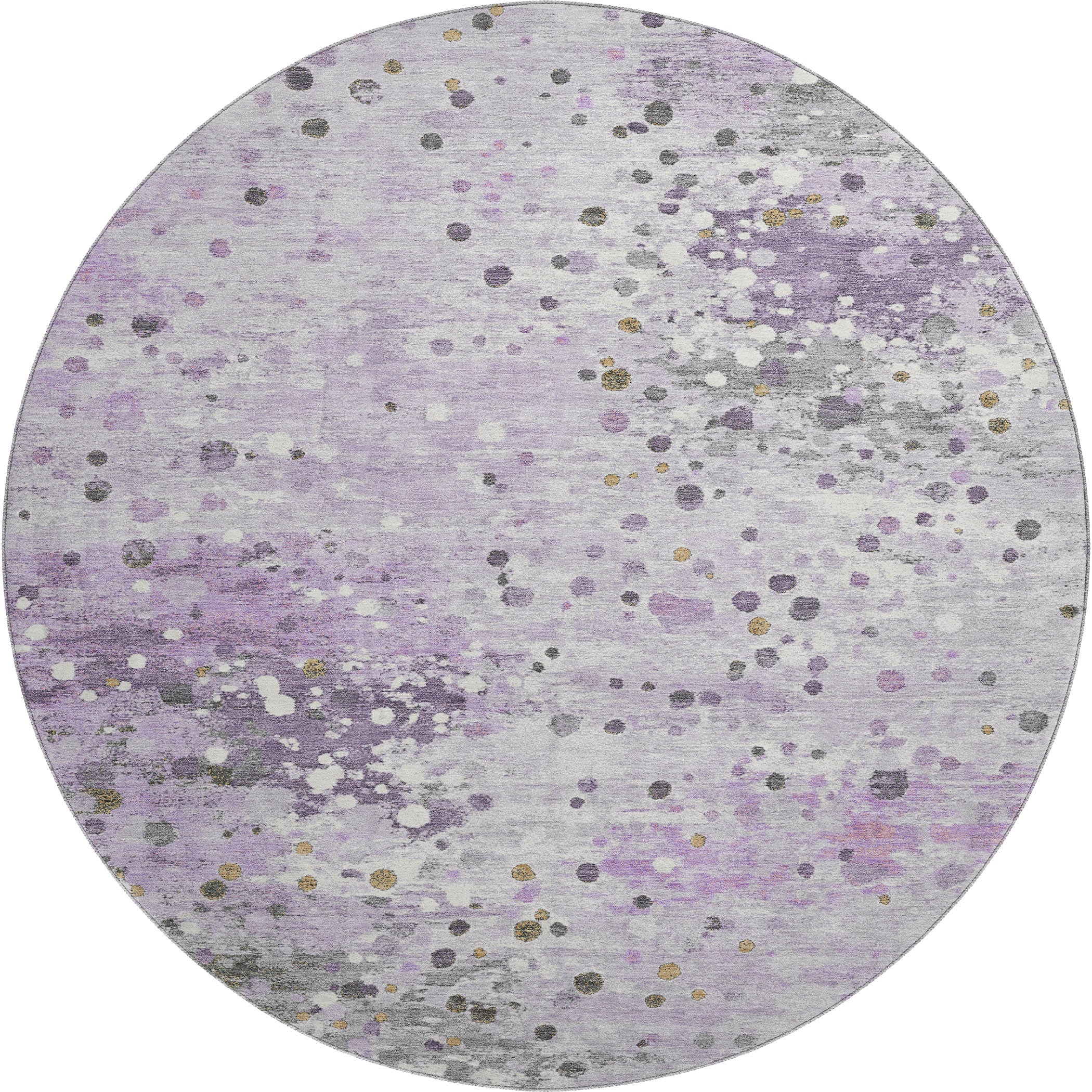 Prague Machine Washable Transitional Lavender Purple Rug 8' x 8' #shape_Round