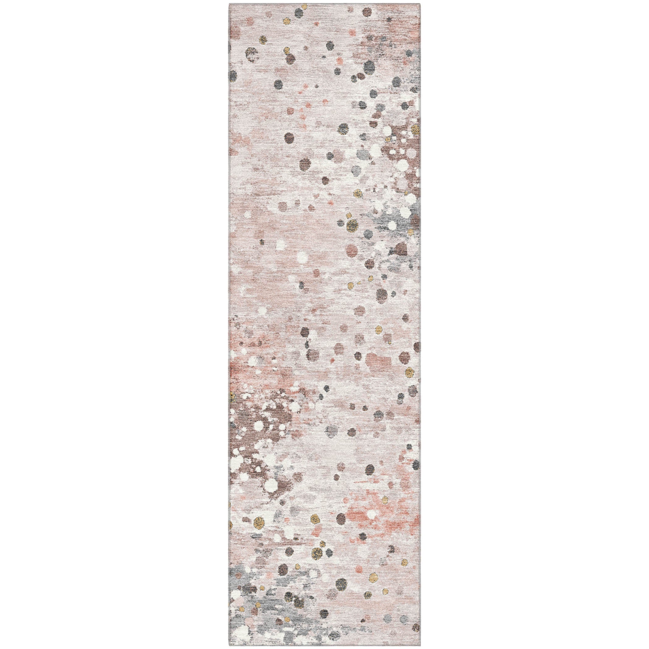 Prague Machine Washable Transitional Salmon Orange Rug 2'3" x 7'6" #shape_Runner