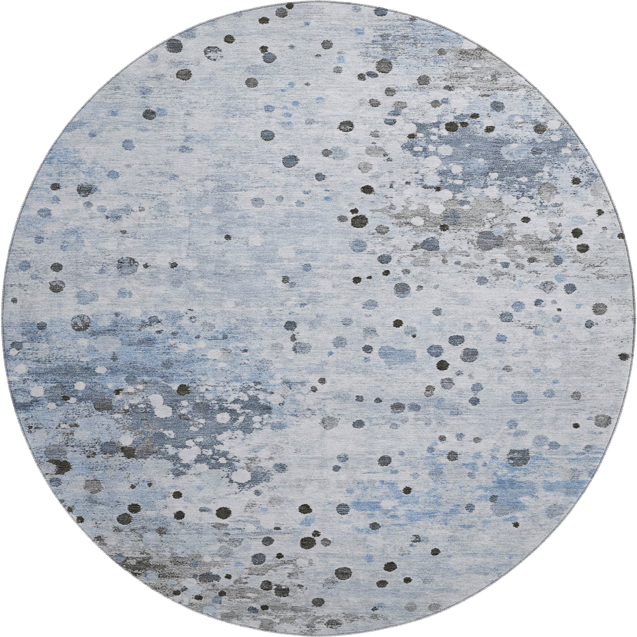 Prague Machine Washable Transitional Sky Blue Rug 8' x 8' #shape_Round