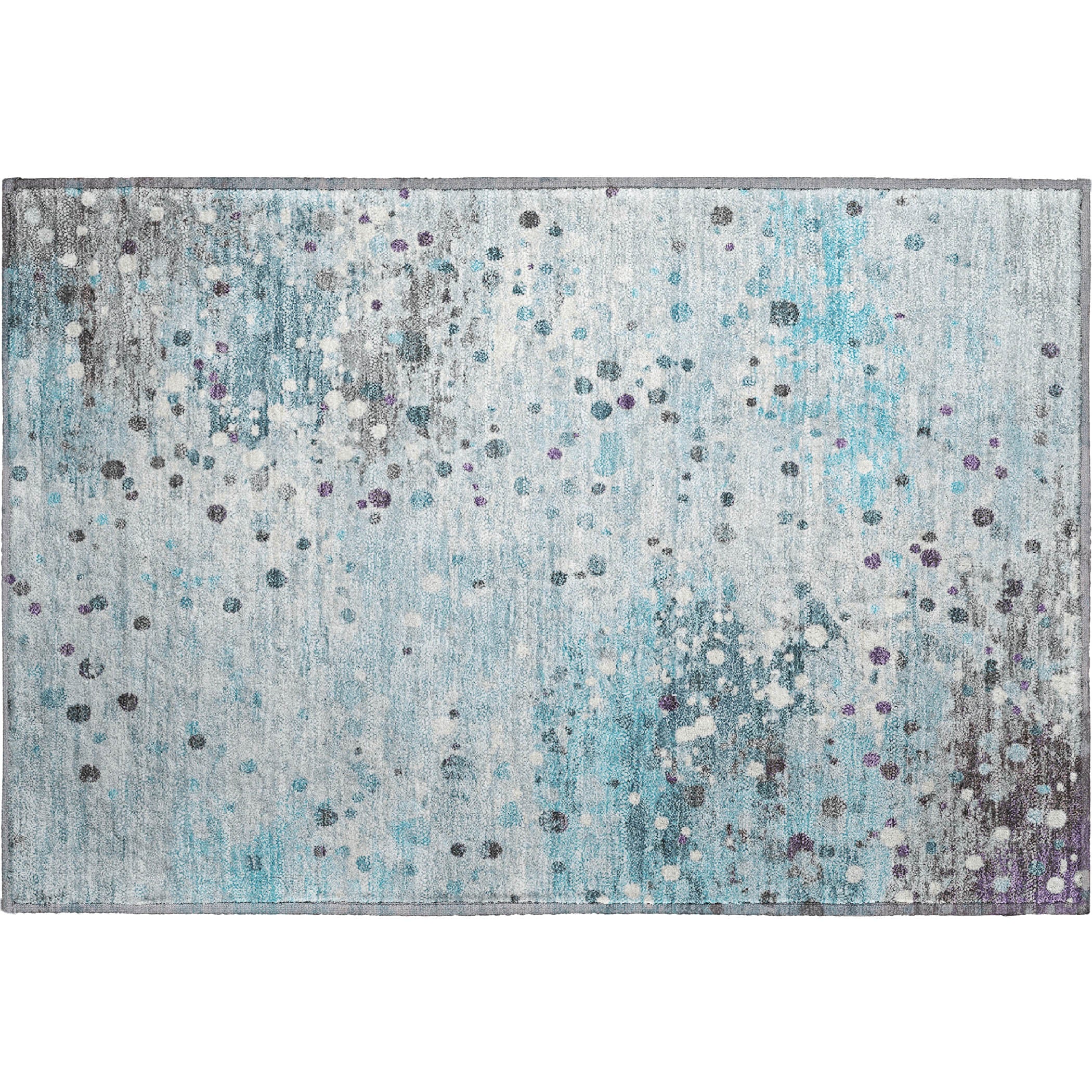 Prague Machine Washable Transitional Teal Rug 1'8" x 2'6" #shape_Rectangle