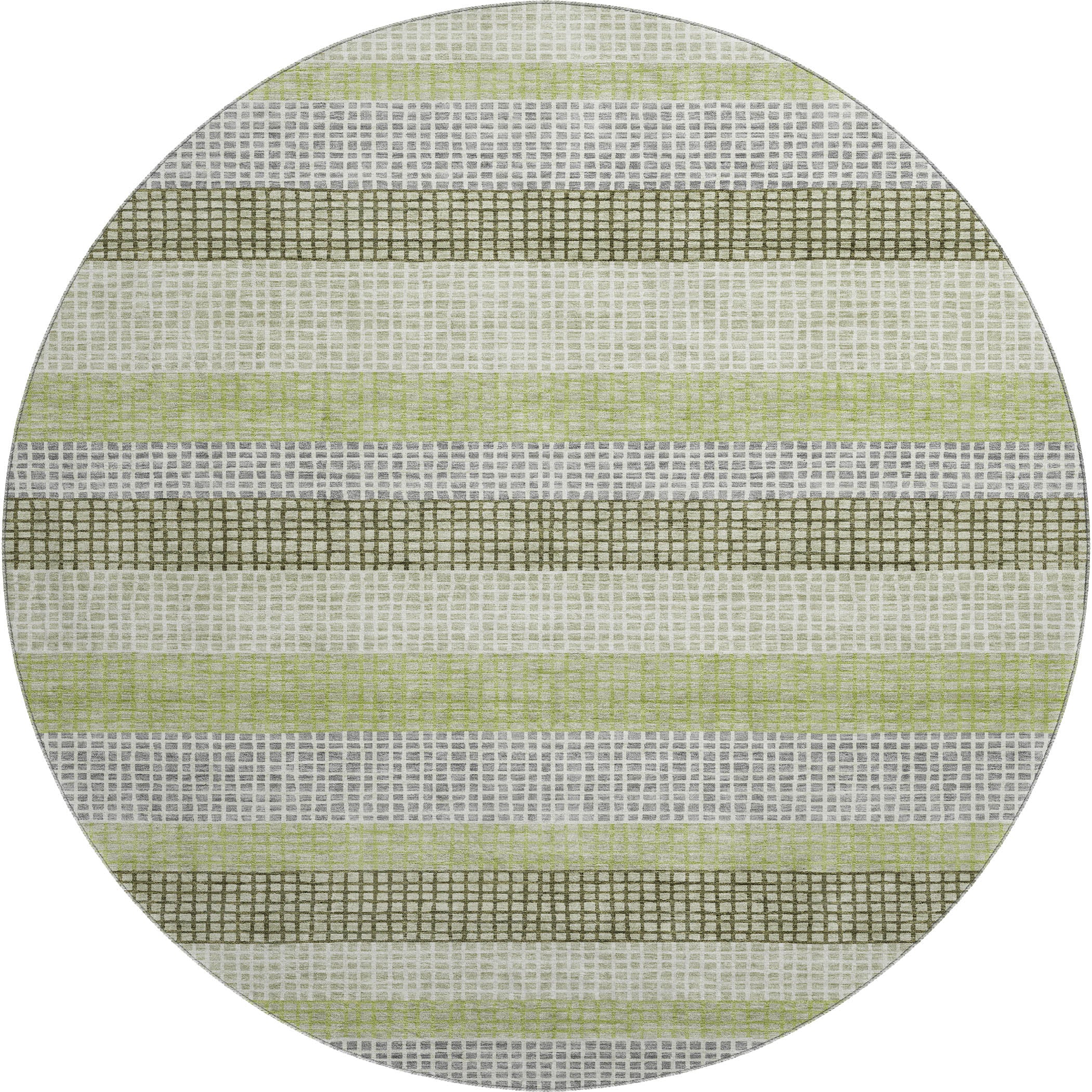 Queenstown Machine Washable Transitional Aloe Green Rug 8' x 8' #shape_Round