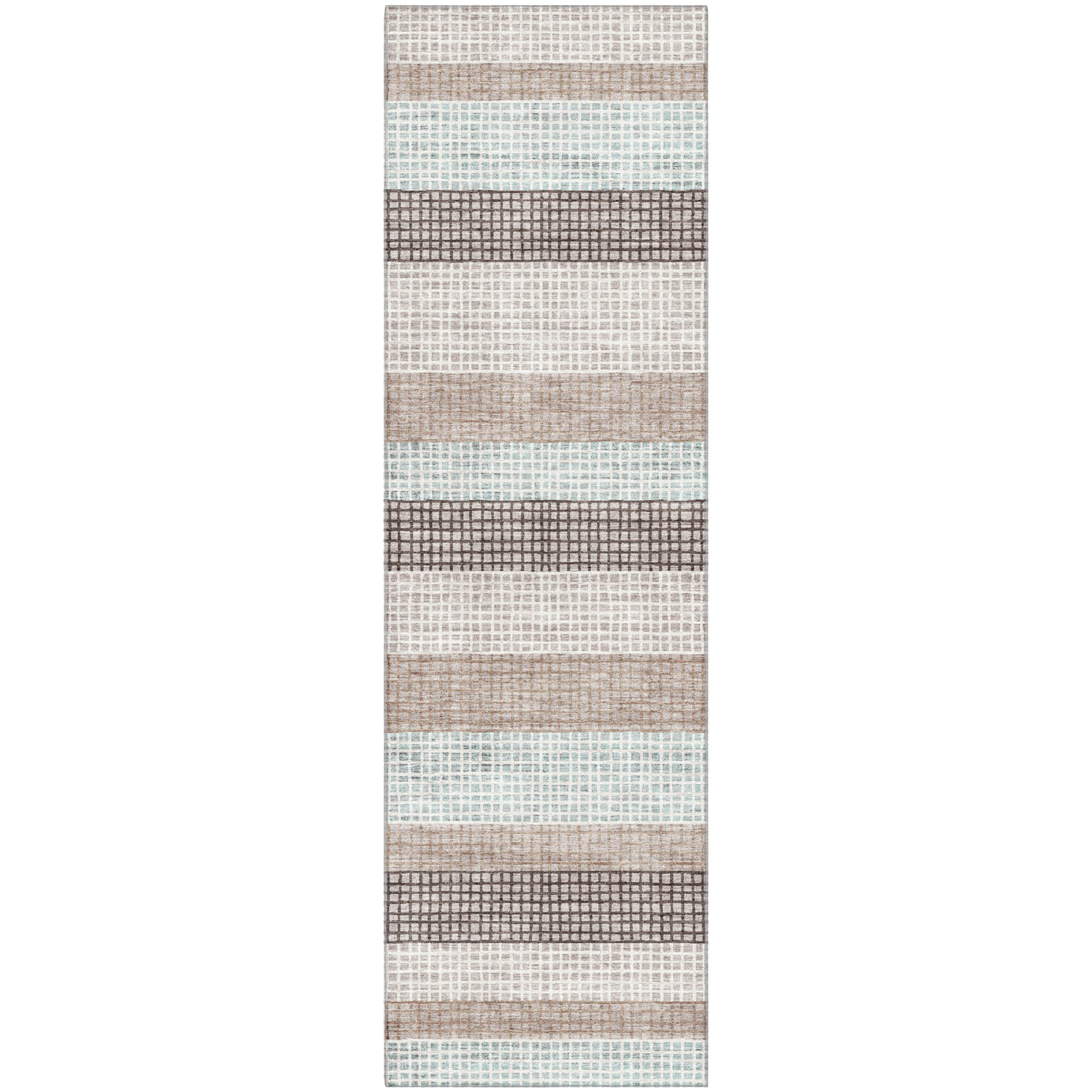 Queenstown Machine Washable Transitional Taupe Brown Rug 2'3" x 7'6" #shape_Runner