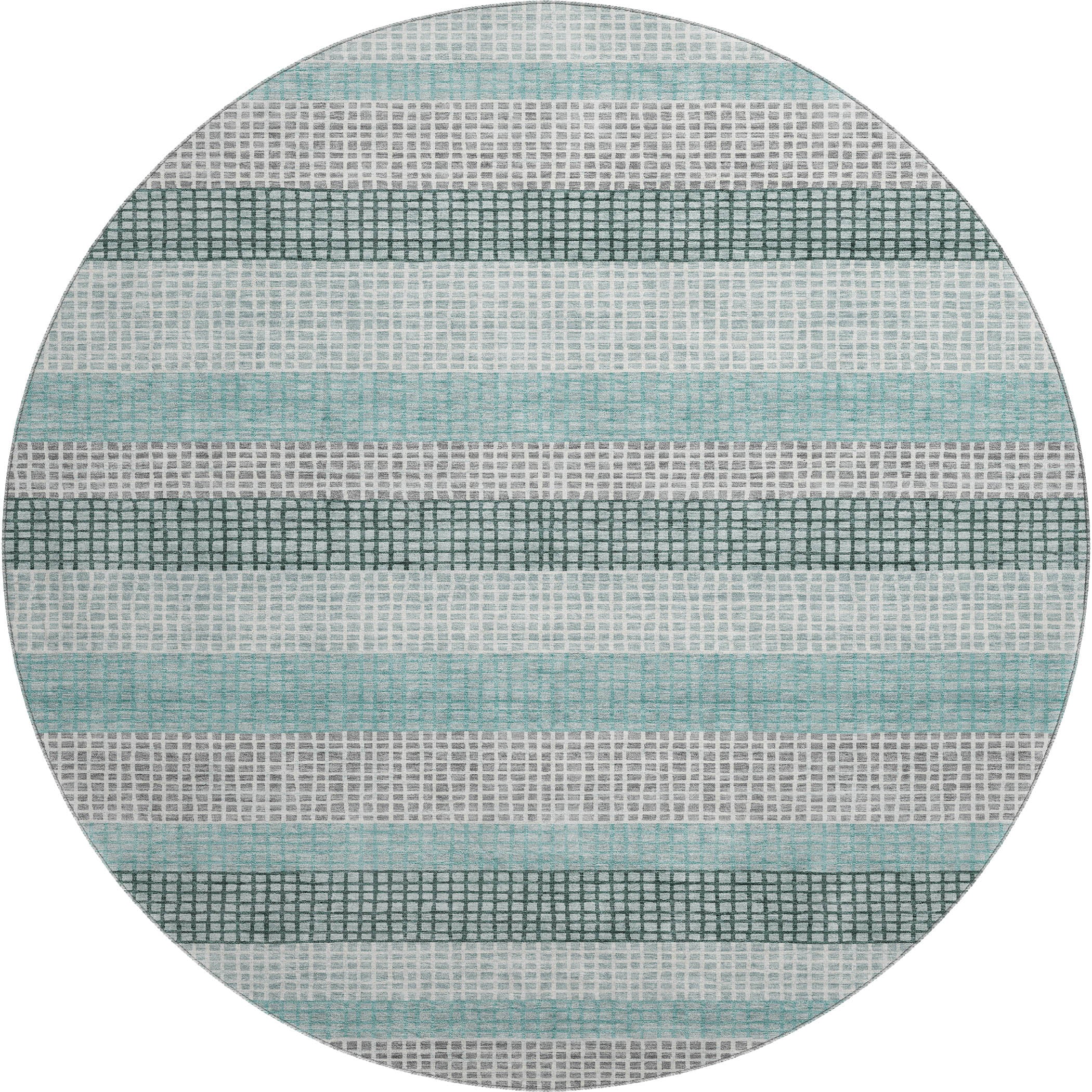 Queenstown Machine Washable Transitional Teal Rug 8' x 8' #shape_Round