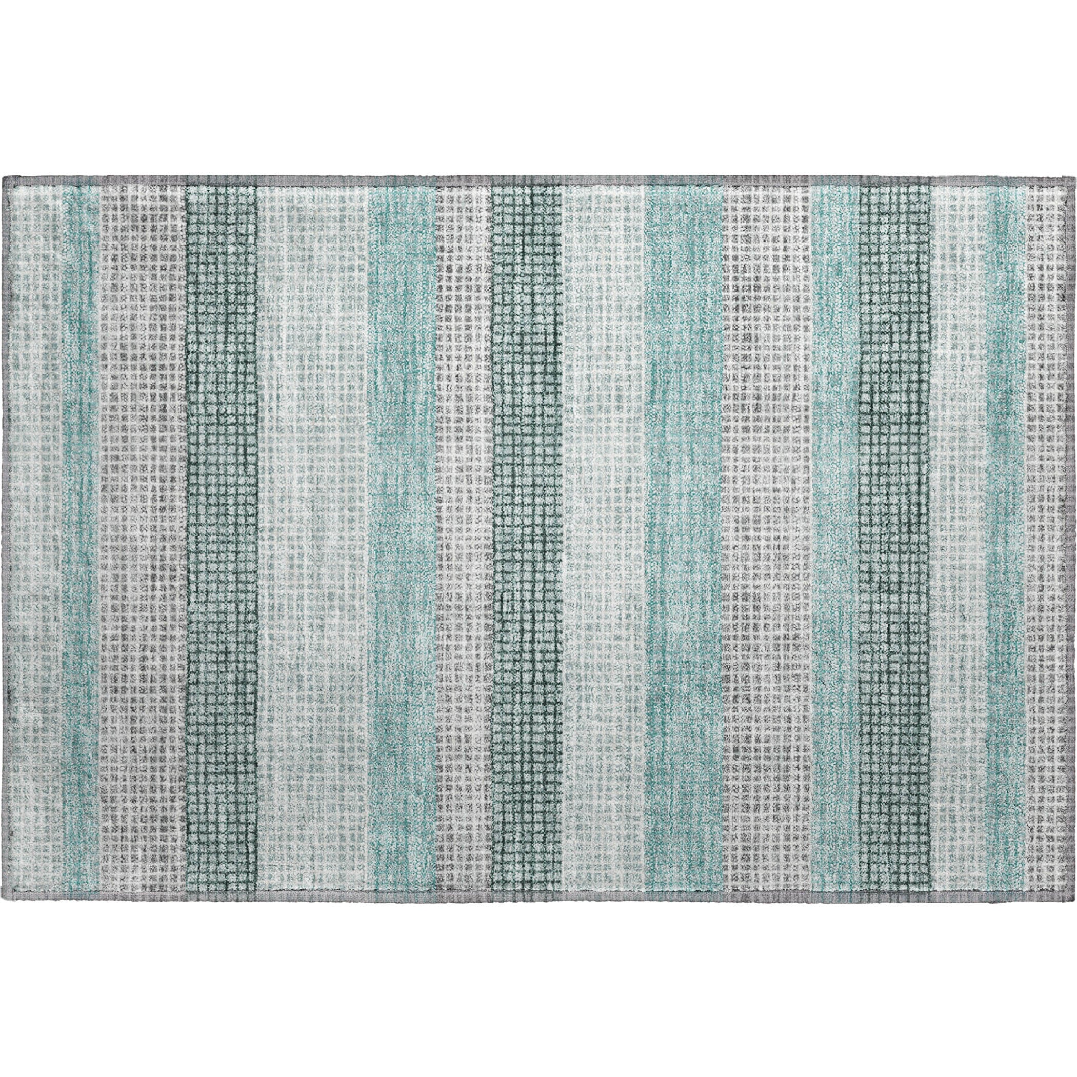 Queenstown Machine Washable Transitional Teal Rug 1'8" x 2'6" #shape_Rectangle