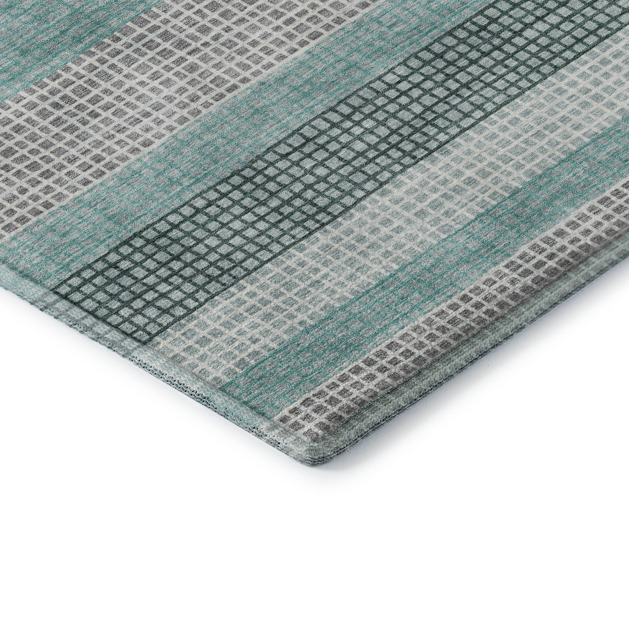 Queenstown Machine Washable Transitional Teal Rug 1'8" x 2'6" #shape_Rectangle