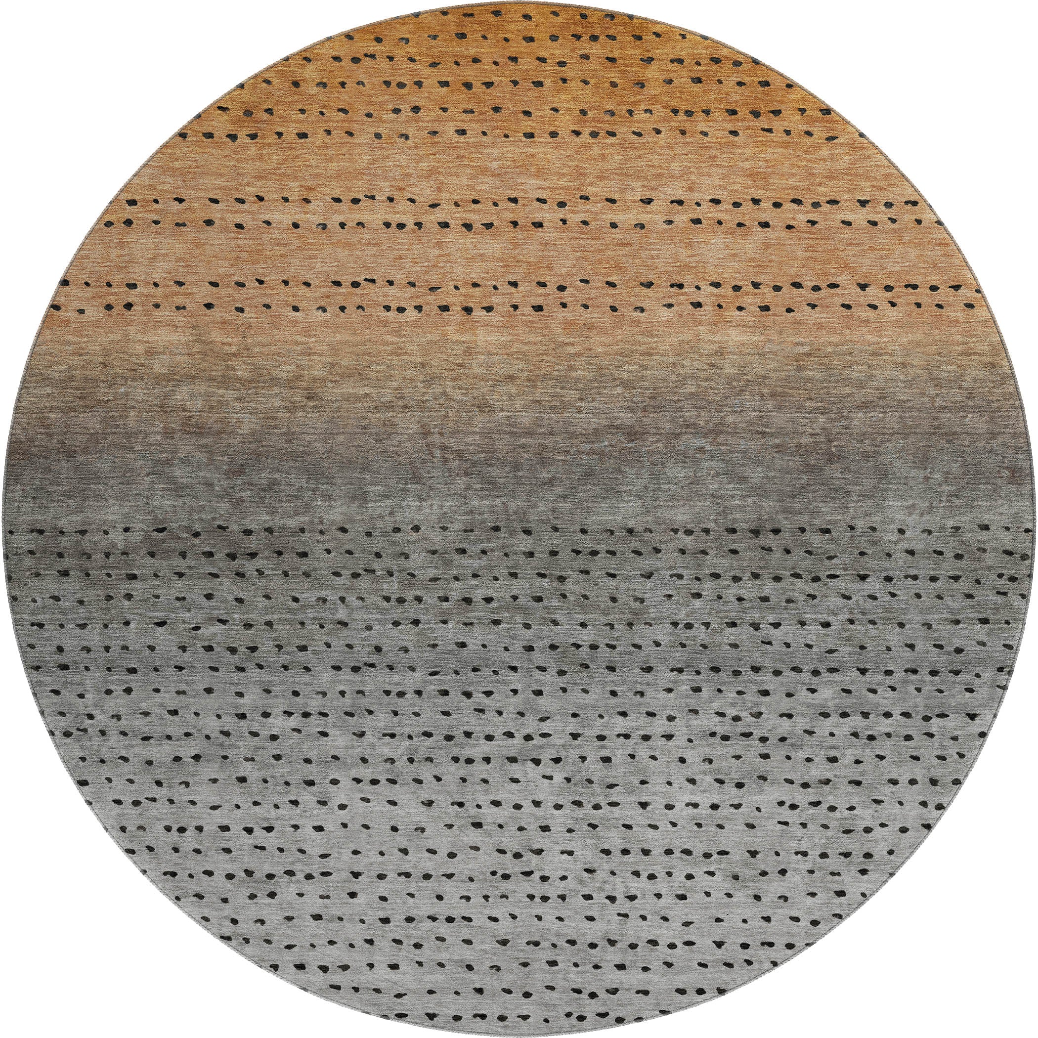 Luang Prabang Machine Washable Transitional Copper Orange Rug 8' x 8' #shape_Round