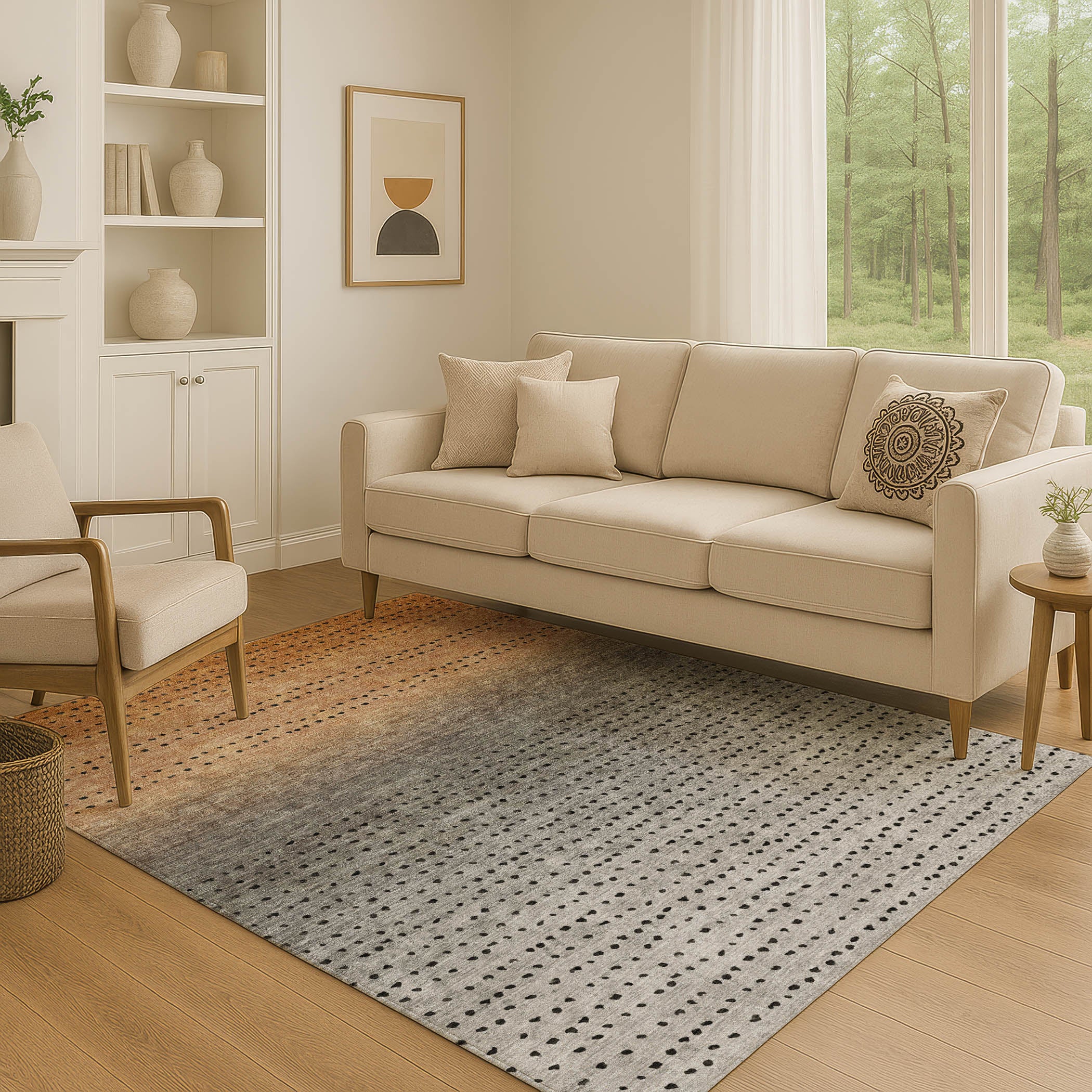 Luang Prabang Machine Washable Transitional Copper Orange Rug 2'6" x 3'10" #shape_Rectangle