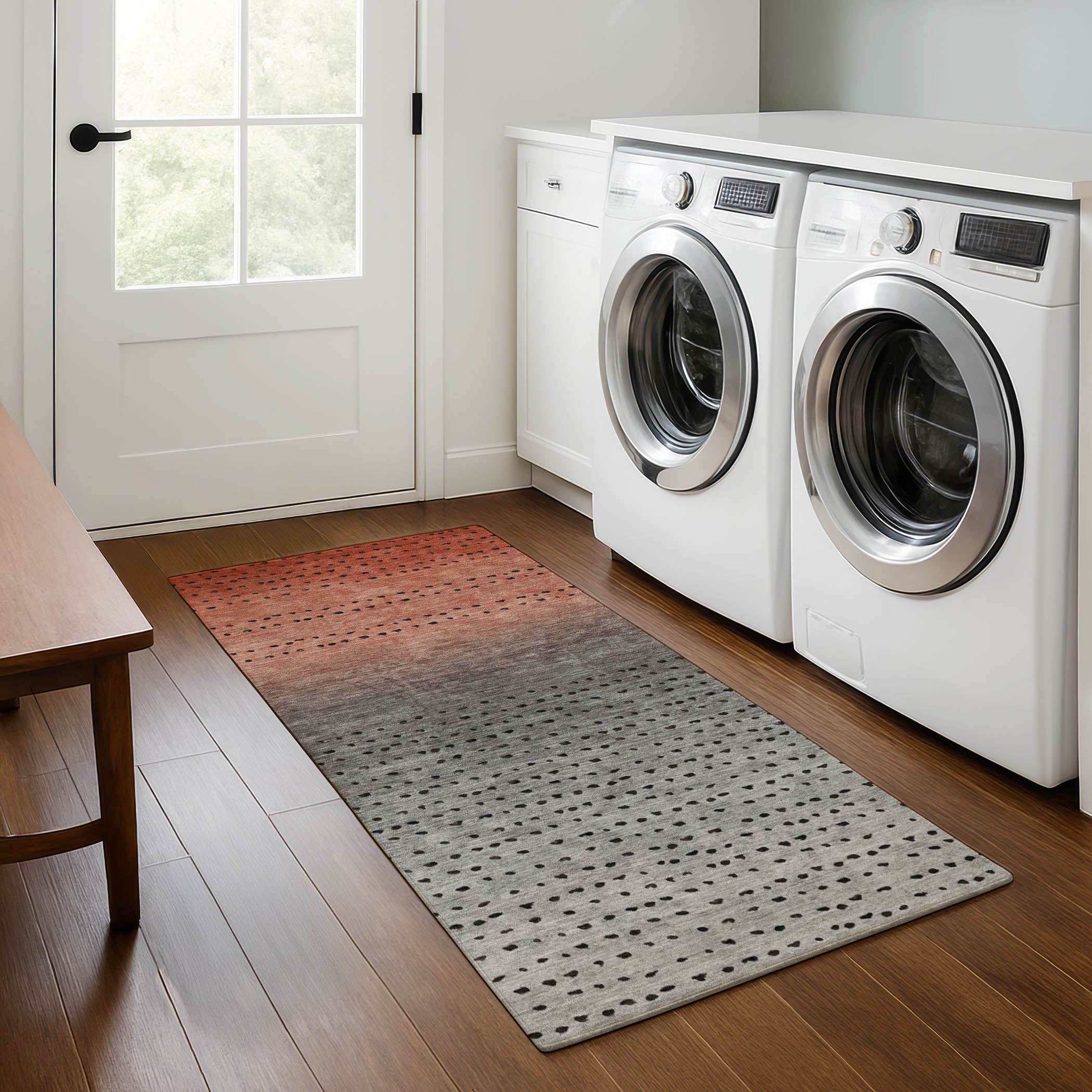 Luang Prabang Machine Washable Transitional Paprika Orange Rug 2'3" x 7'6" #shape_Runner