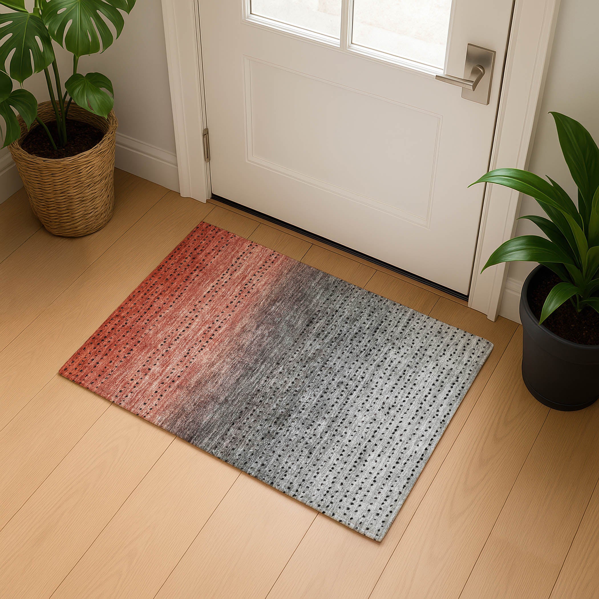 Luang Prabang Machine Washable Transitional Paprika Orange Rug 1'8" x 2'6" #shape_Rectangle