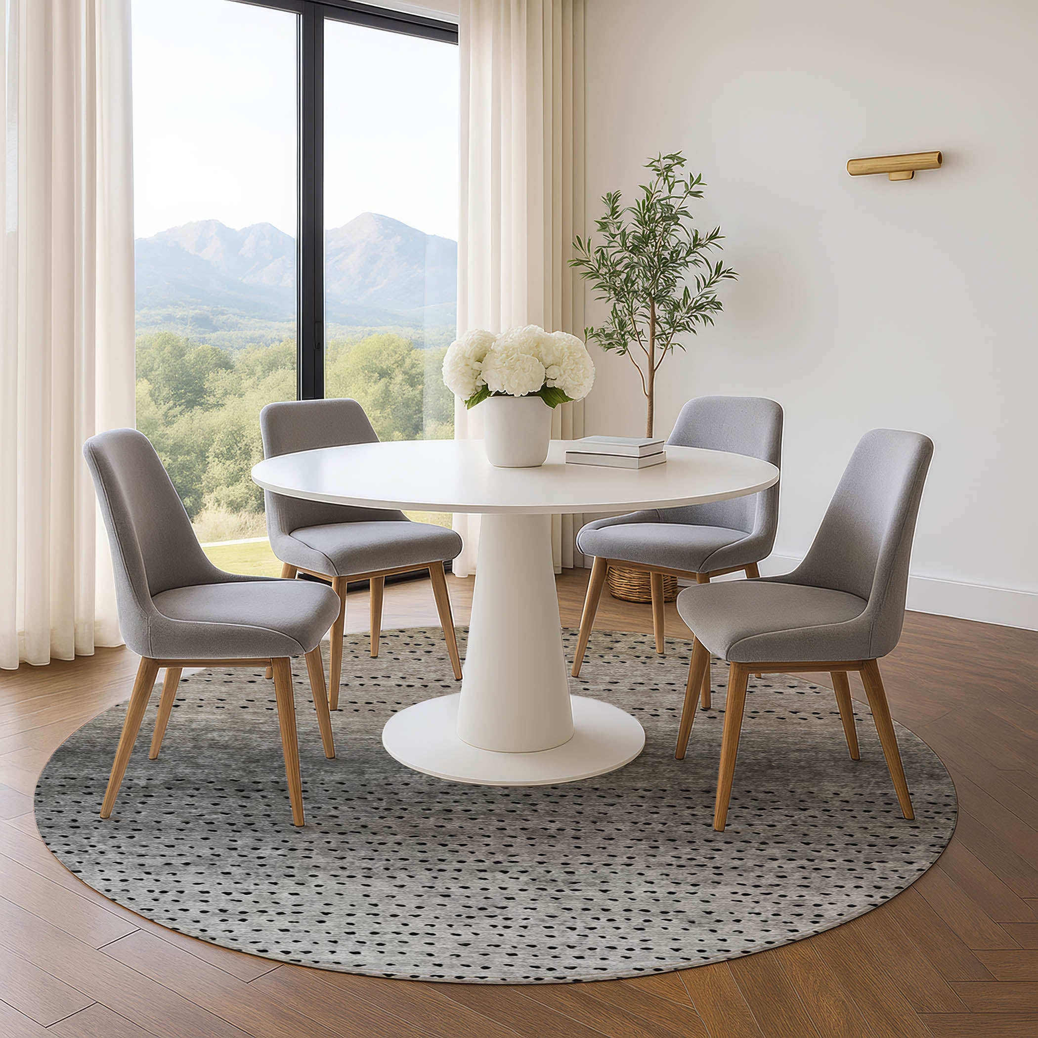 Luang Prabang Machine Washable Transitional Taupe Brown Rug 8' x 8' #shape_Round