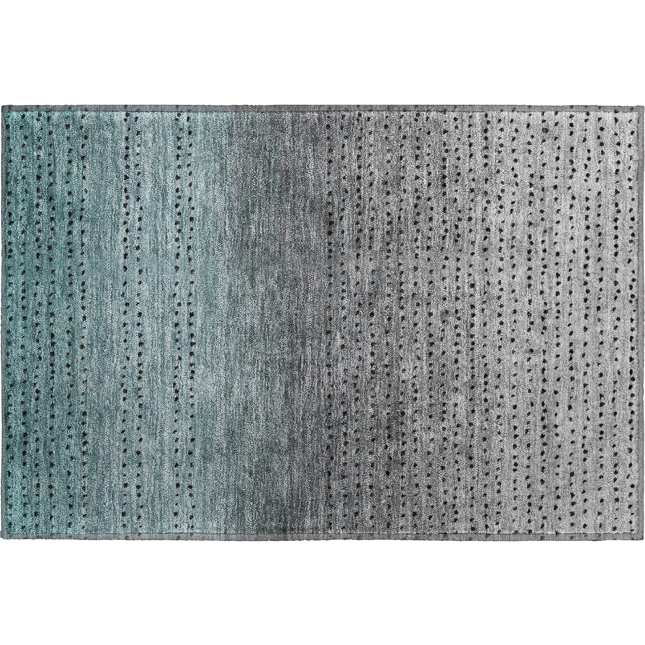 Luang Prabang Machine Washable Transitional Teal Rug 1'8" x 2'6" #shape_Rectangle