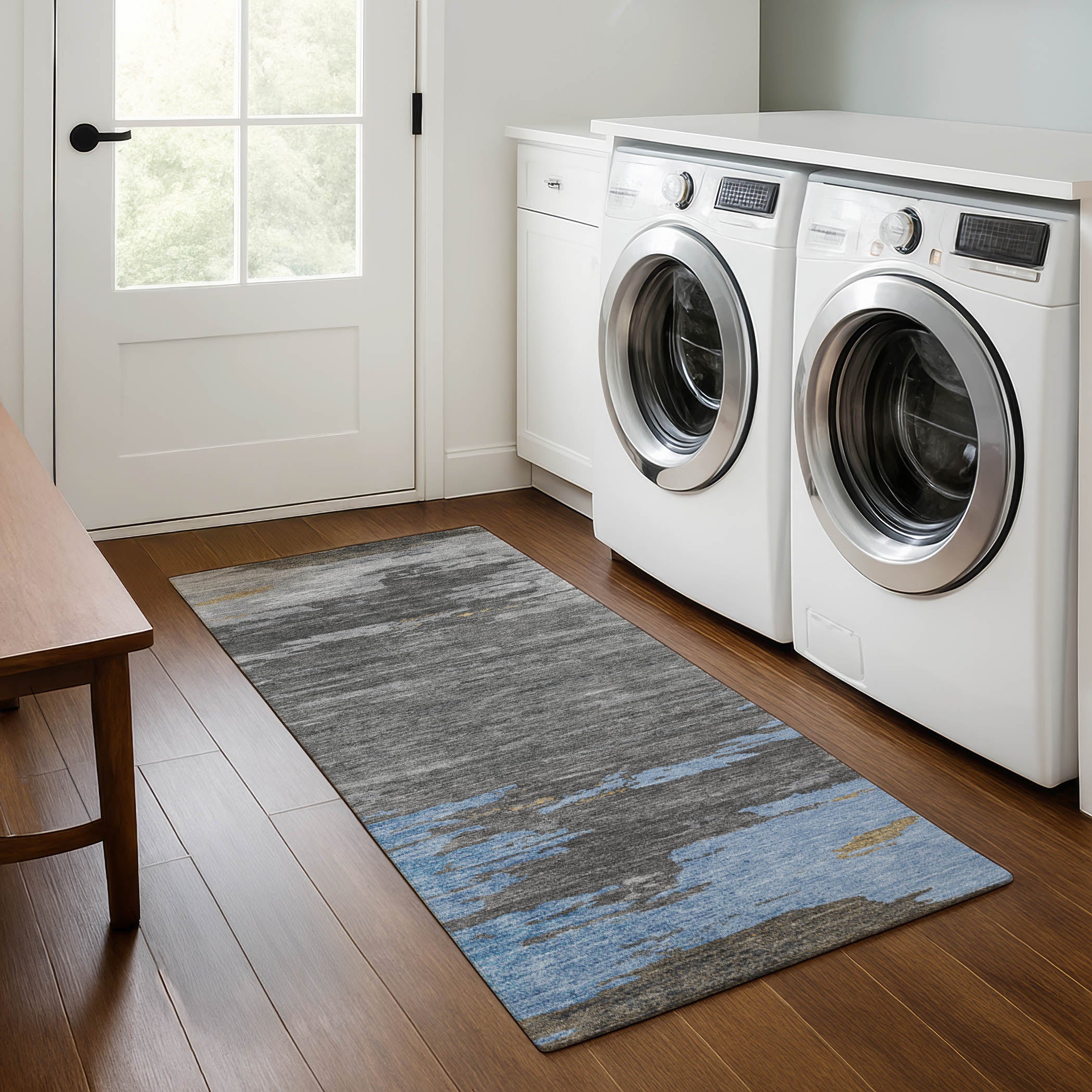 Jaipur Machine Washable Transitional Denim Blue Rug 2'3" x 7'6" #shape_Runner