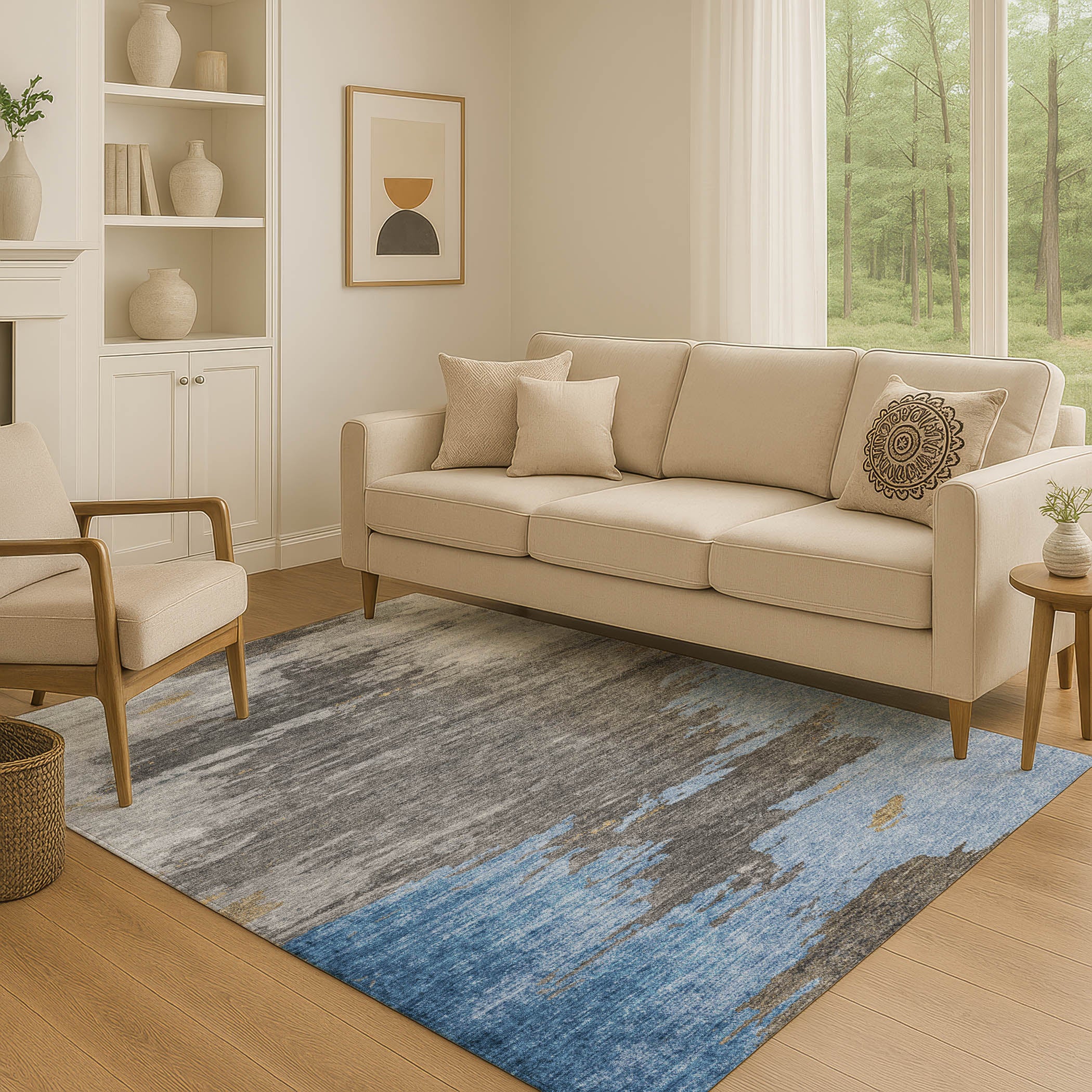 Jaipur Machine Washable Transitional Denim Blue Rug 2'6" x 3'10" #shape_Rectangle