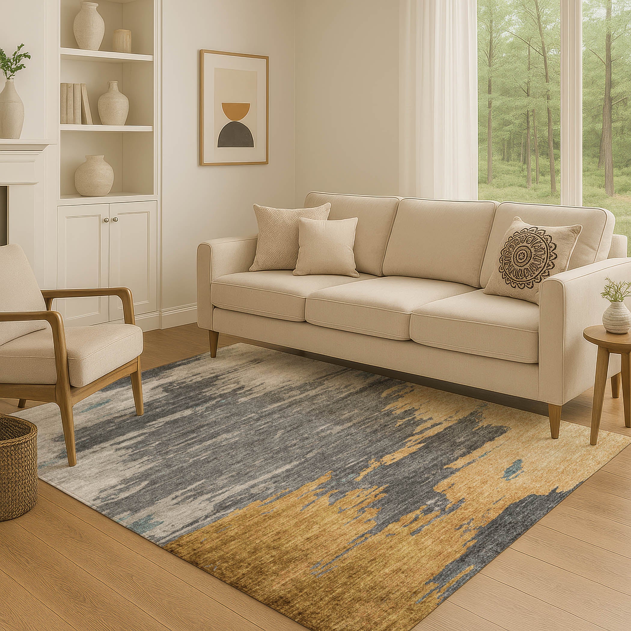 Jaipur Machine Washable Transitional Gold Rug 2'6" x 3'10" #shape_Rectangle