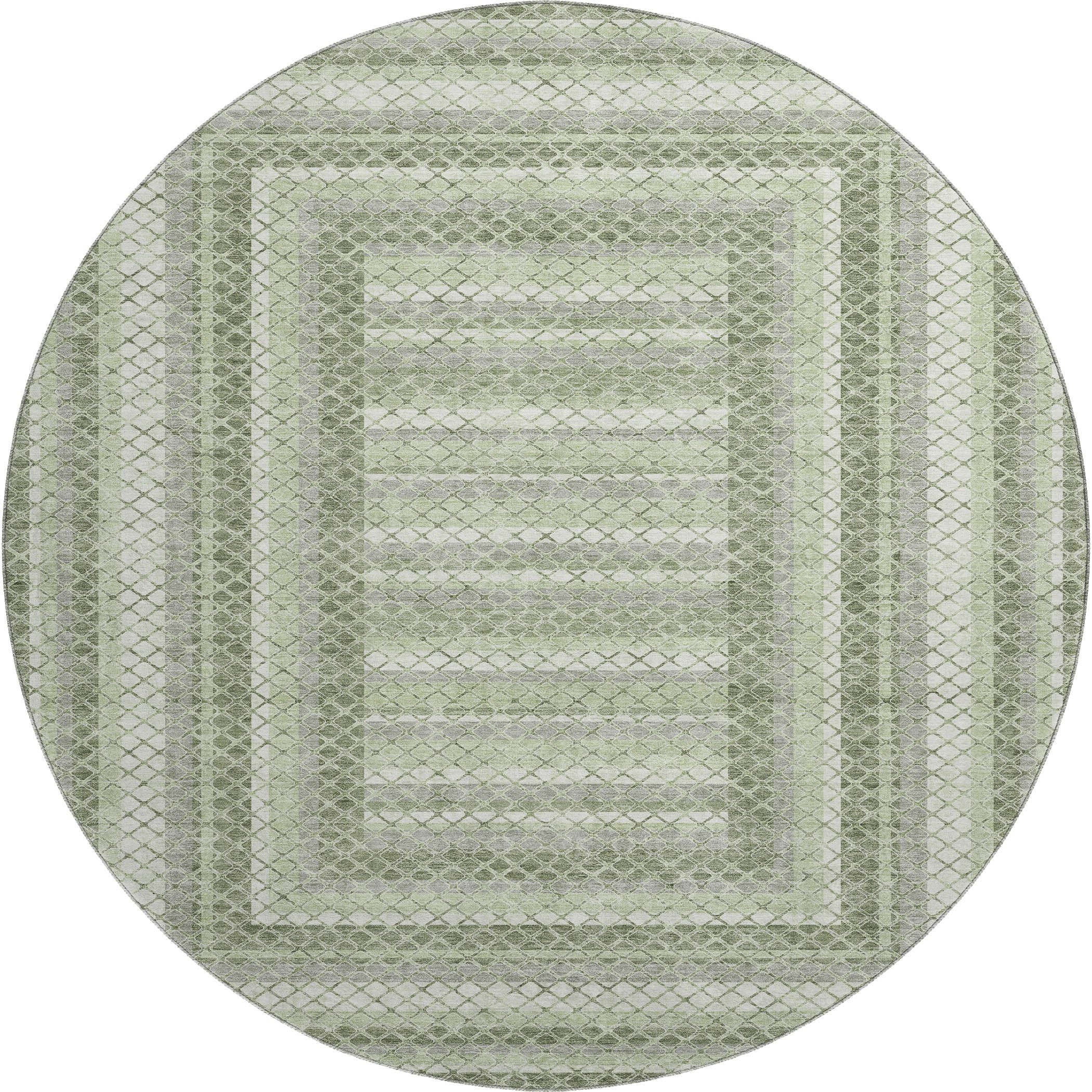 Mostar Machine Washable Transitional Aloe Green Rug 8' x 8' #shape_Round