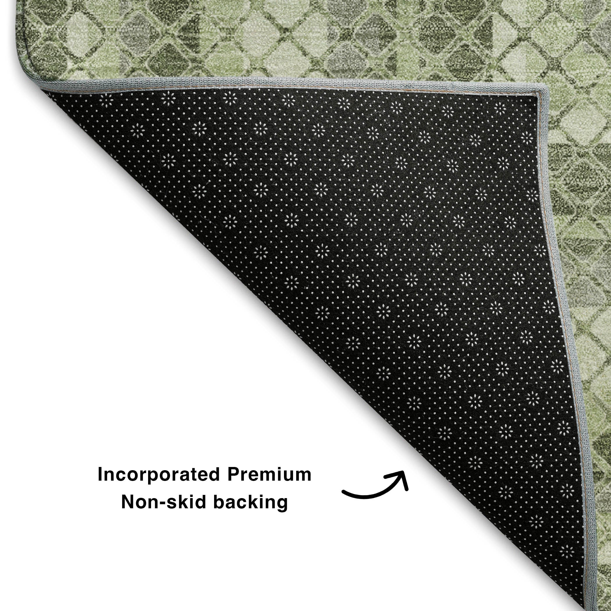 Mostar Machine Washable Transitional Aloe Green Rug 1'8" x 2'6" #shape_Rectangle