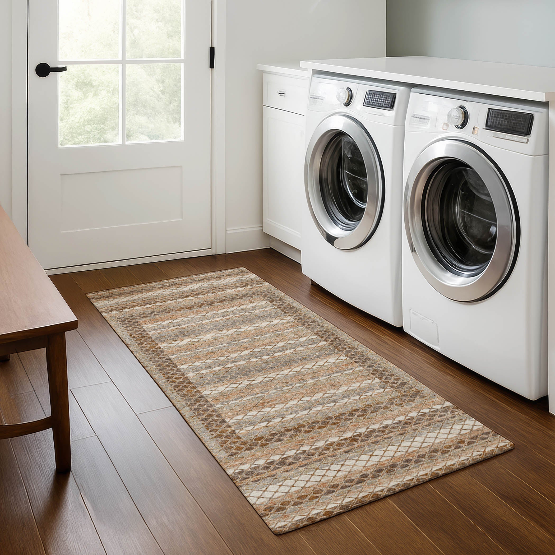 Mostar Machine Washable Transitional Chocolate Brown Rug 2'3" x 7'6" #shape_Runner