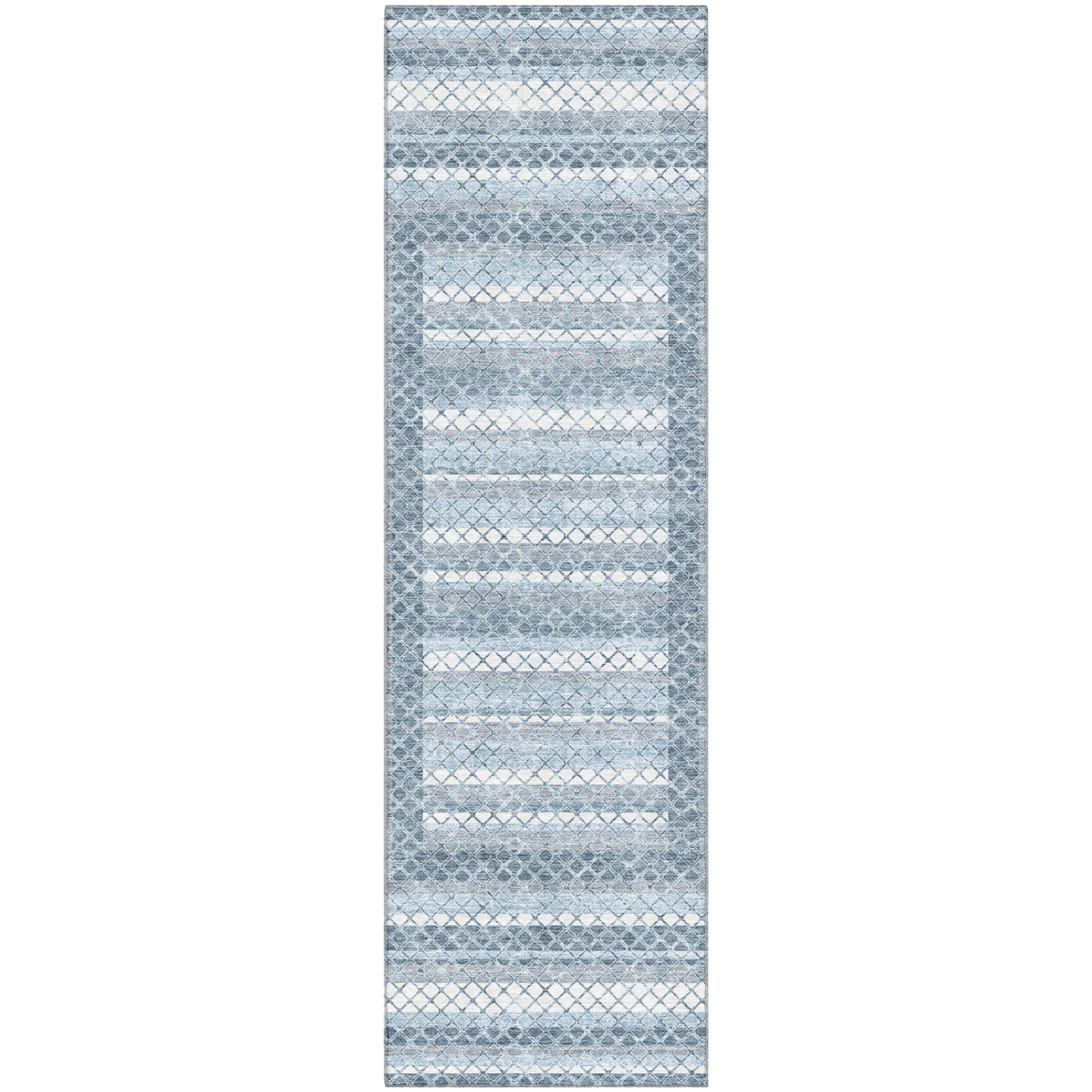 Mostar Machine Washable Transitional Denim Blue Rug 2'3" x 7'6" #shape_Runner