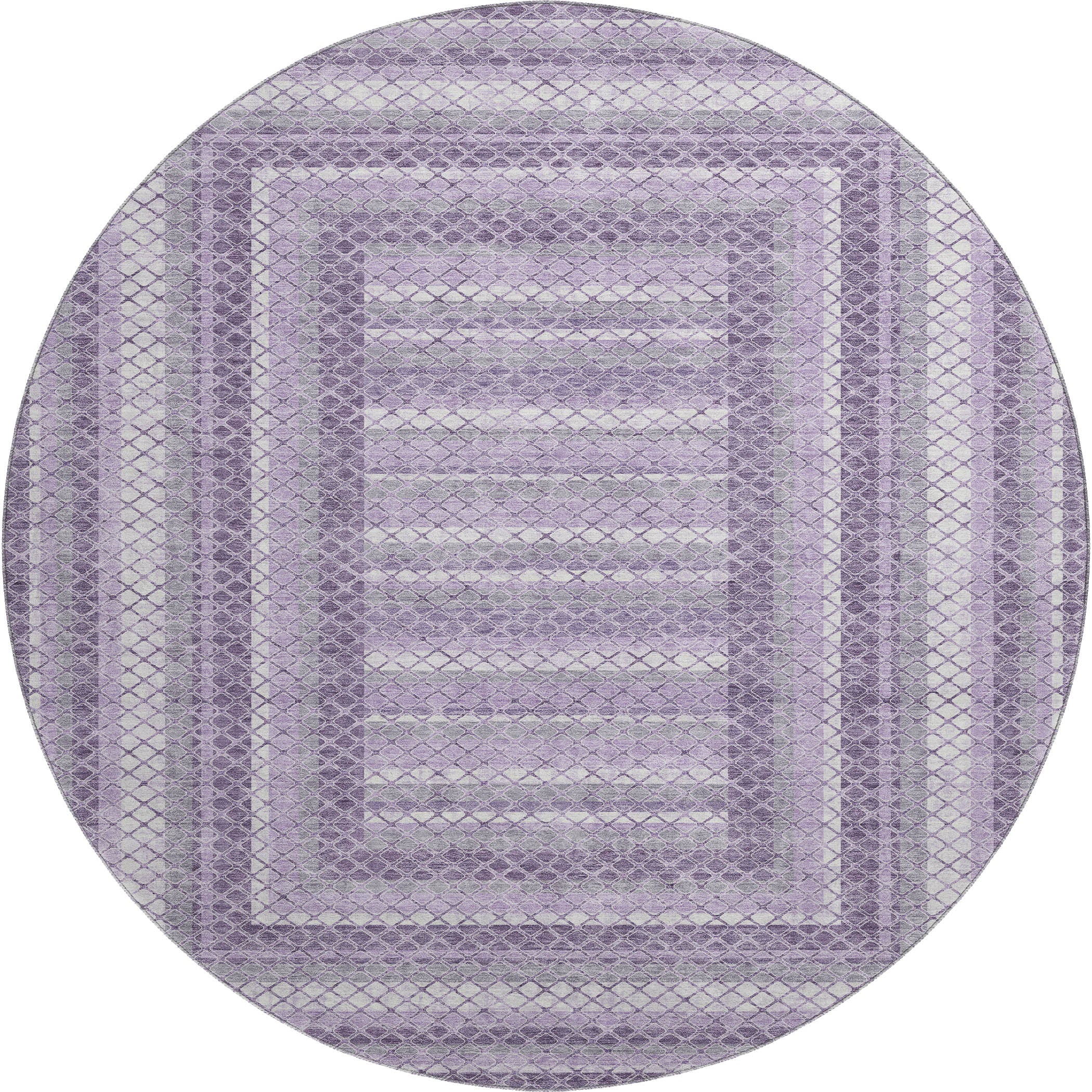 Mostar Machine Washable Transitional Lavender Purple Rug 8' x 8' #shape_Round