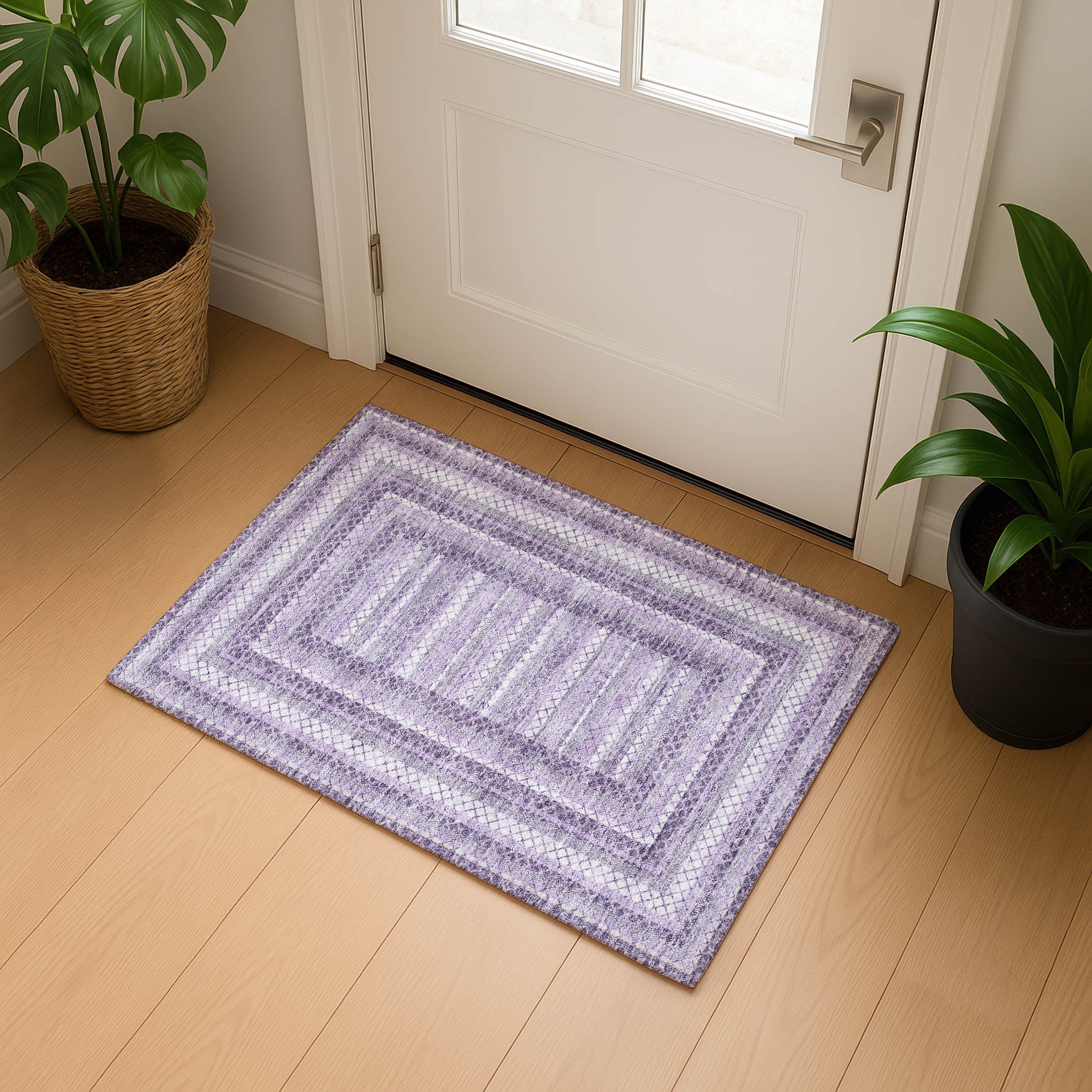 Mostar Machine Washable Transitional Lavender Purple Rug 1'8" x 2'6" #shape_Rectangle