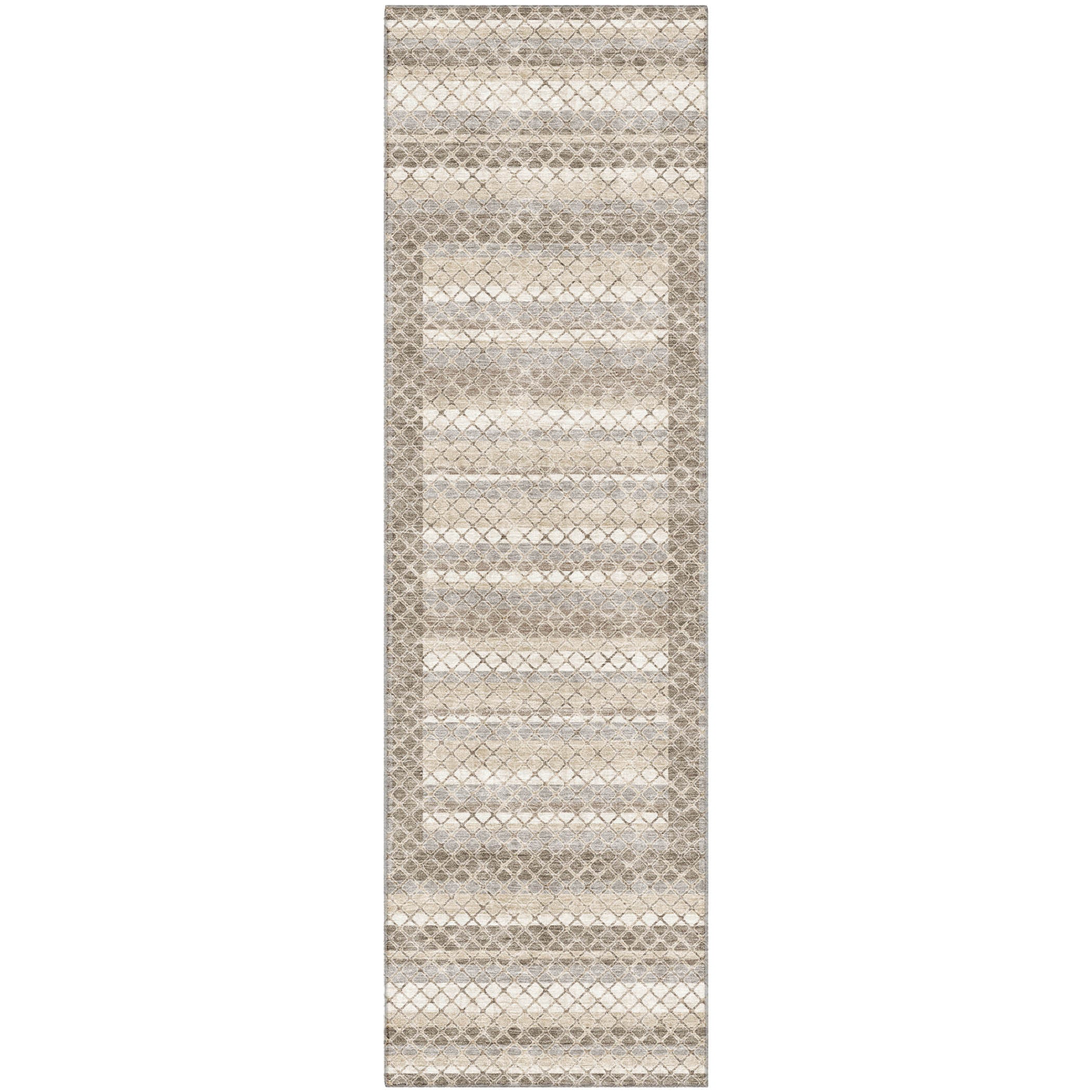 Mostar Machine Washable Transitional Taupe Brown Rug 2'3" x 7'6" #shape_Runner