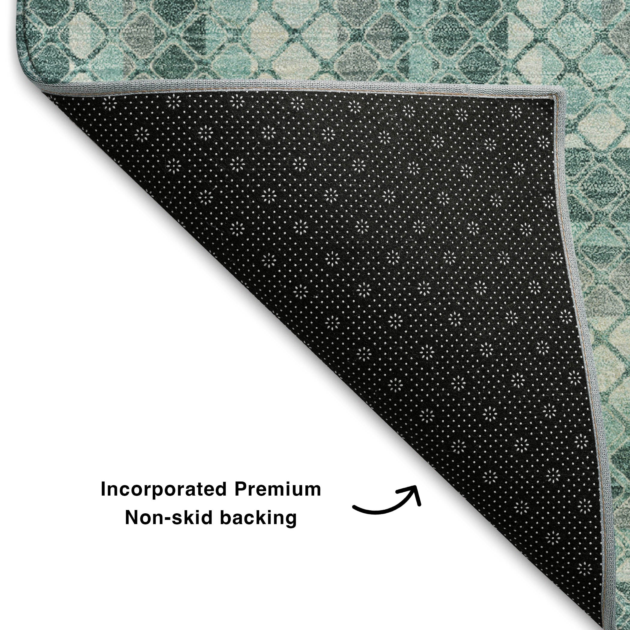 Mostar Machine Washable Transitional Teal Rug 1'8" x 2'6" #shape_Rectangle