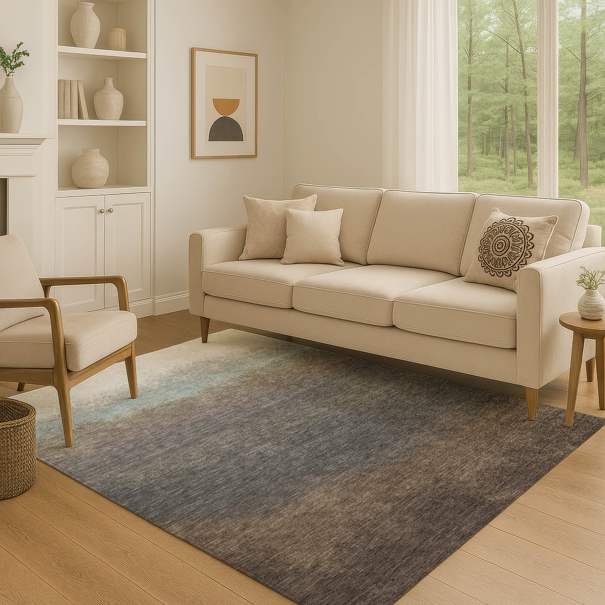 Mdina Machine Washable Transitional Brown Rug 2'6" x 3'10" #shape_Rectangle