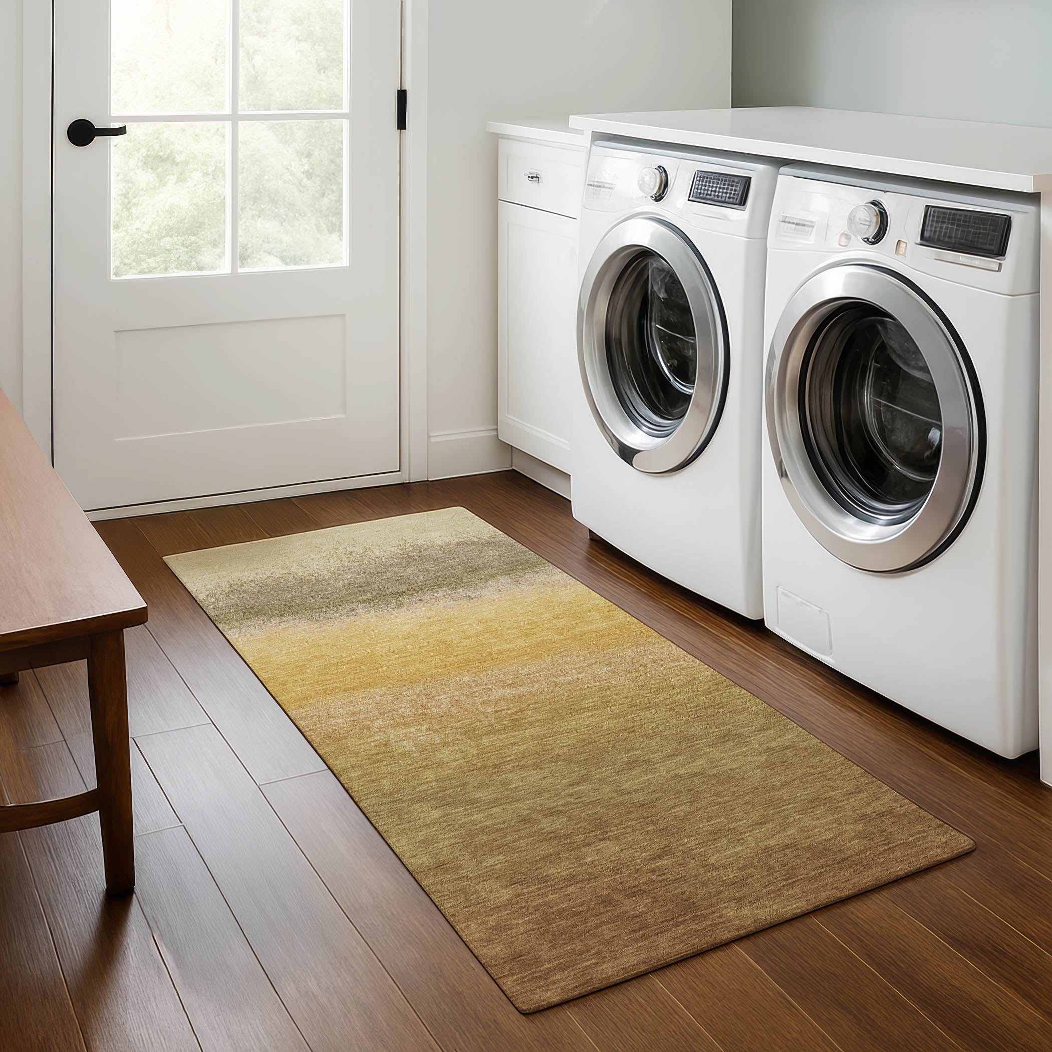 Mdina Machine Washable Transitional Gold Rug 2'3" x 7'6" #shape_Runner