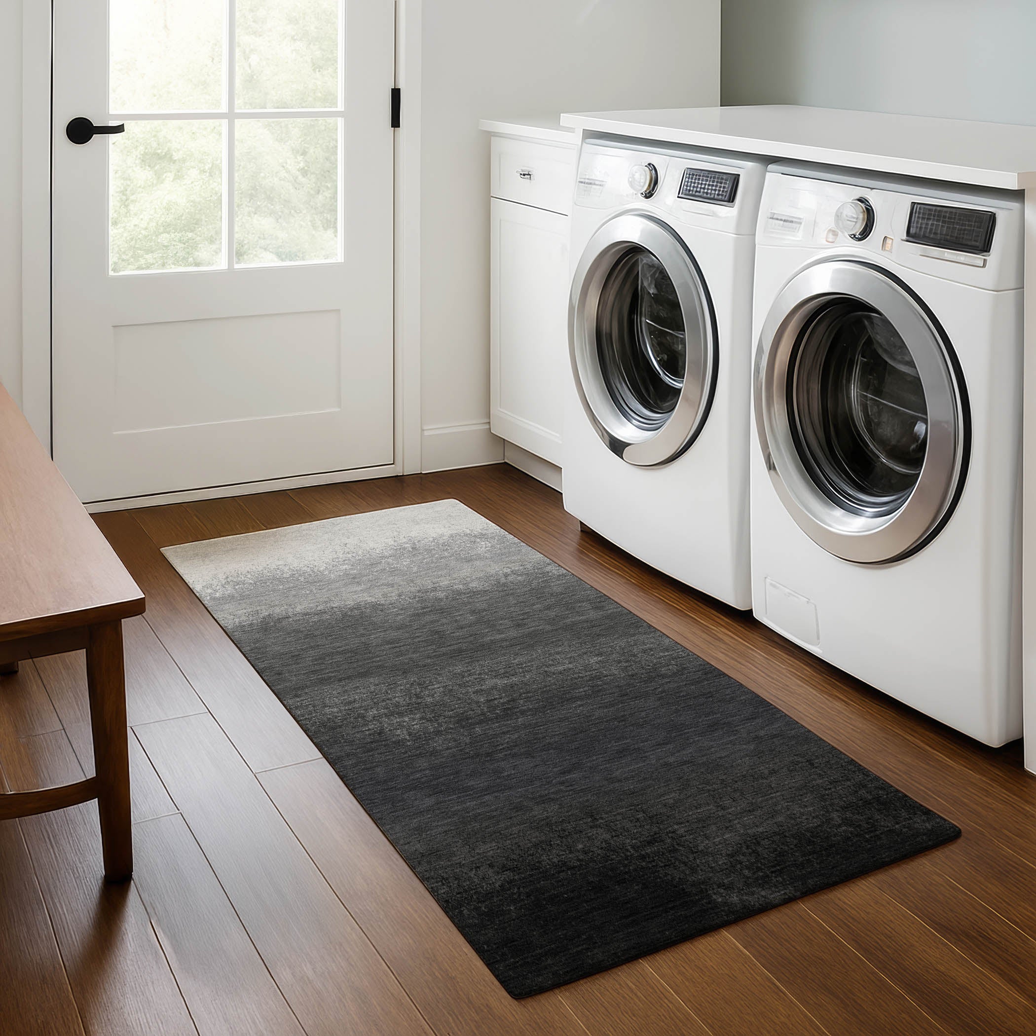 Mdina Machine Washable Transitional Gray Rug 2'3" x 7'6" #shape_Runner