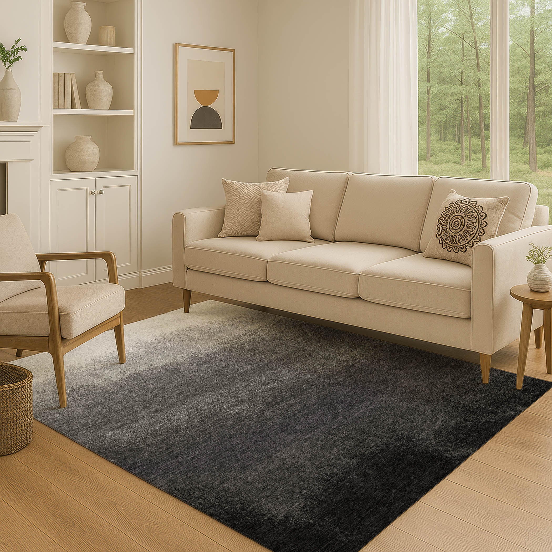 Mdina Machine Washable Transitional Gray Rug 2'6" x 3'10" #shape_Rectangle