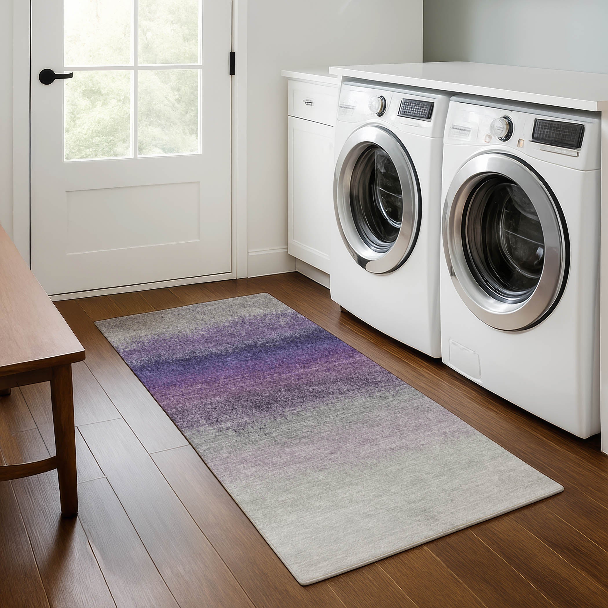 Mdina Machine Washable Transitional Lavender Purple Rug 2'3" x 7'6" #shape_Runner