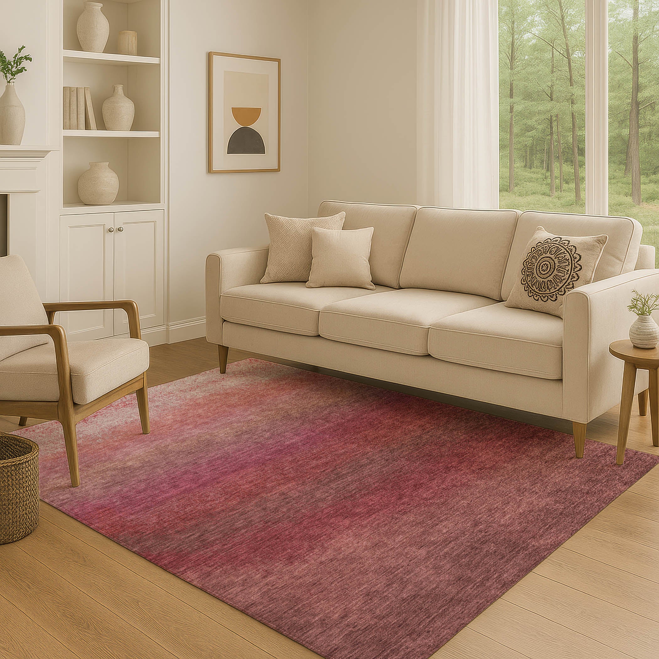 Mdina Machine Washable Transitional Red Rug 2'6" x 3'10" #shape_Rectangle