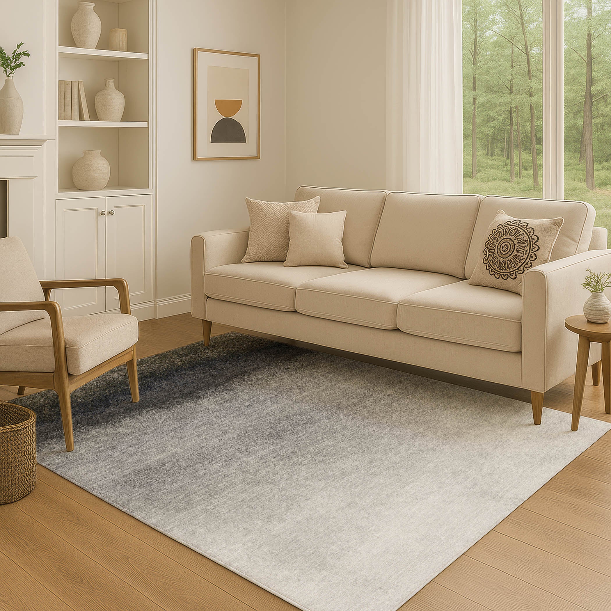 Mdina Machine Washable Transitional Silver Gray Rug 2'6" x 3'10" #shape_Rectangle