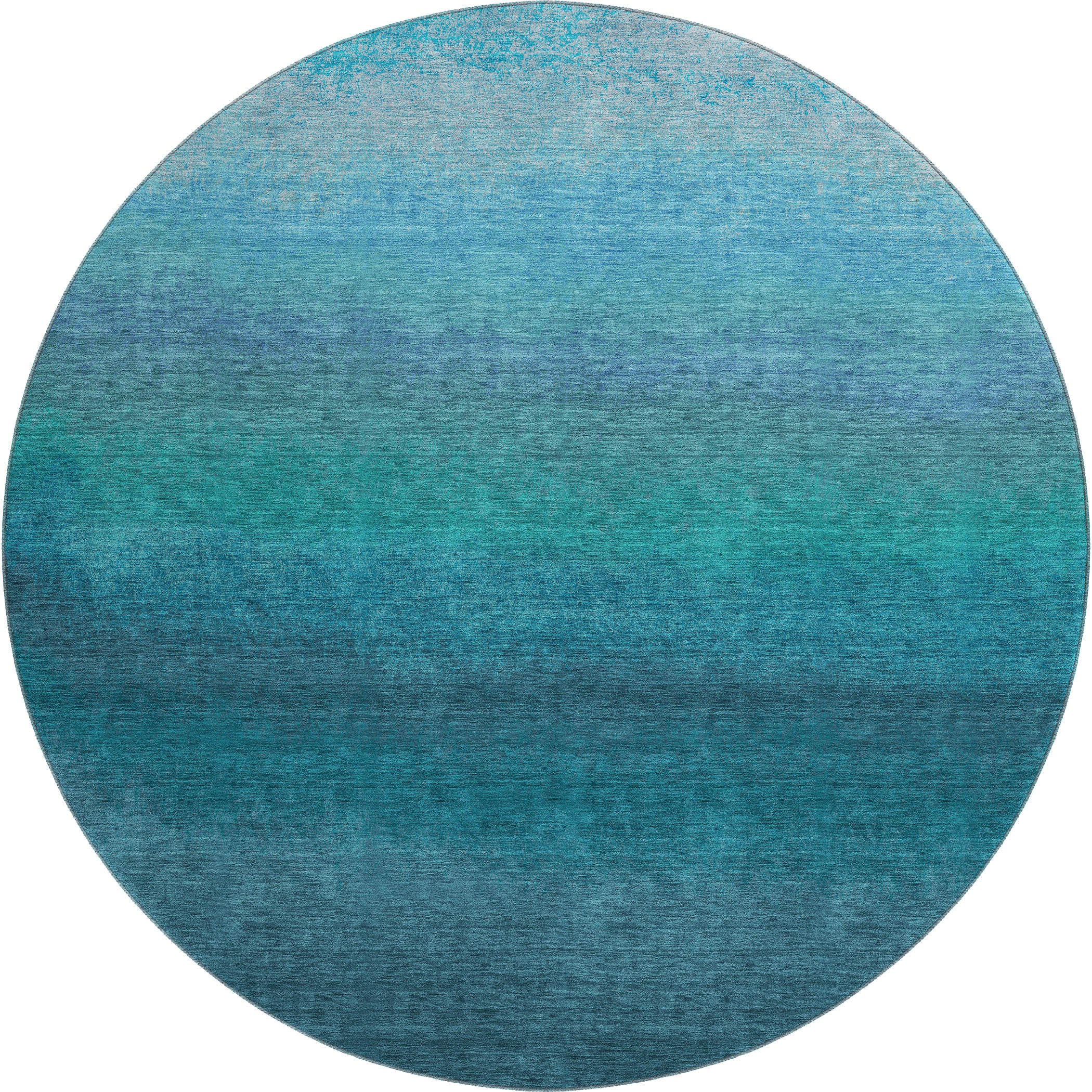 Mdina Machine Washable Transitional Teal Rug 8' x 8' #shape_Round