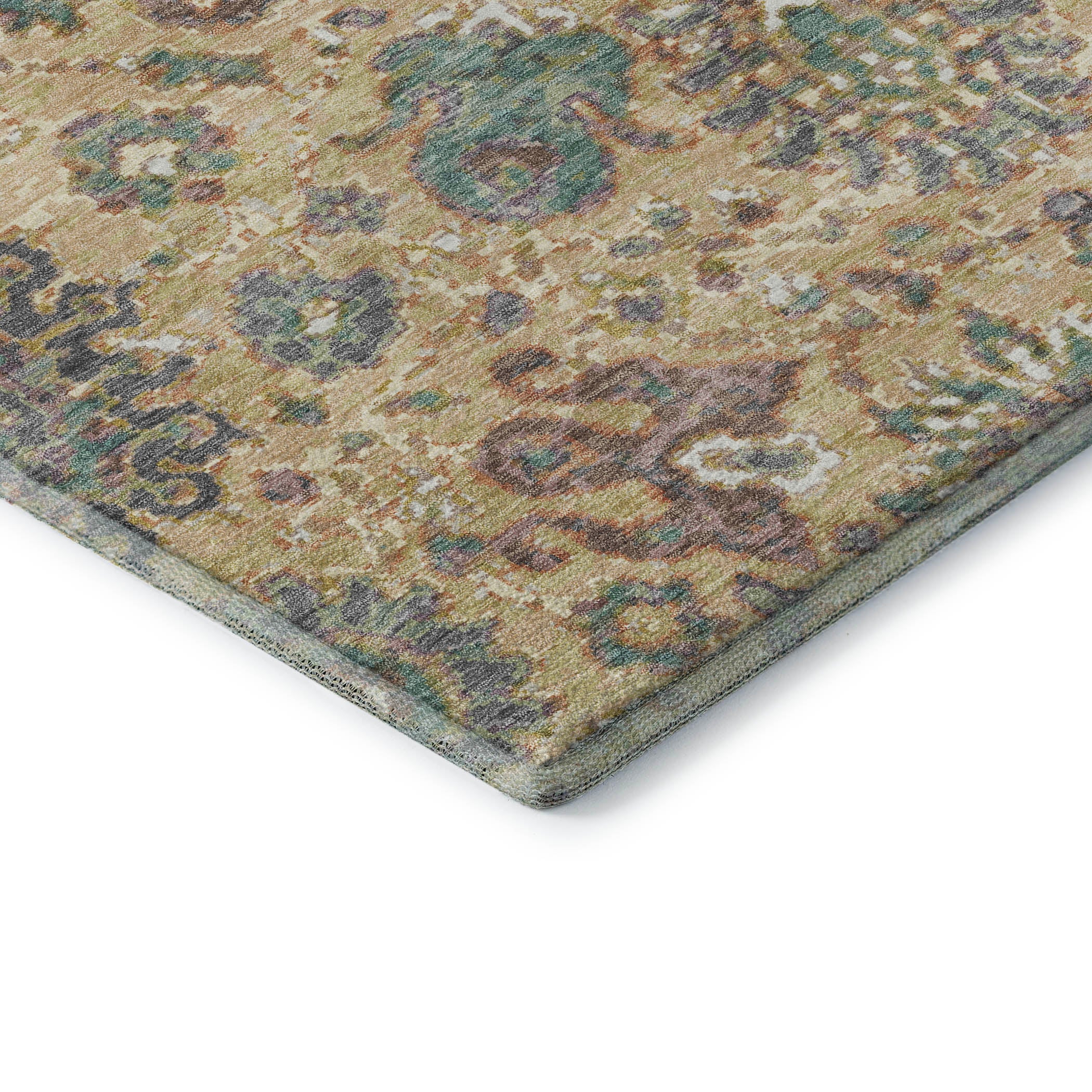 Queenstown Machine Washable Traditional Gold Rug 1'8" x 2'6" #shape_Rectangle