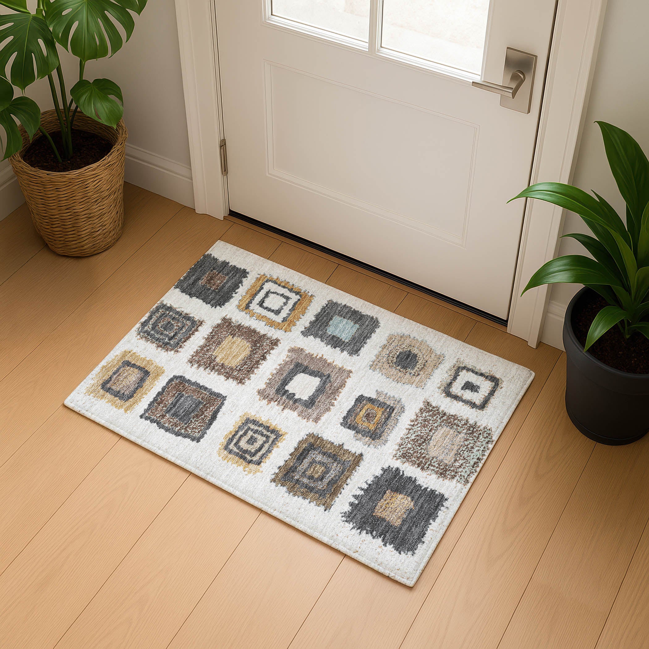 Mdina Machine Washable Transitional Ivory Rug 1'8" x 2'6" #shape_Rectangle