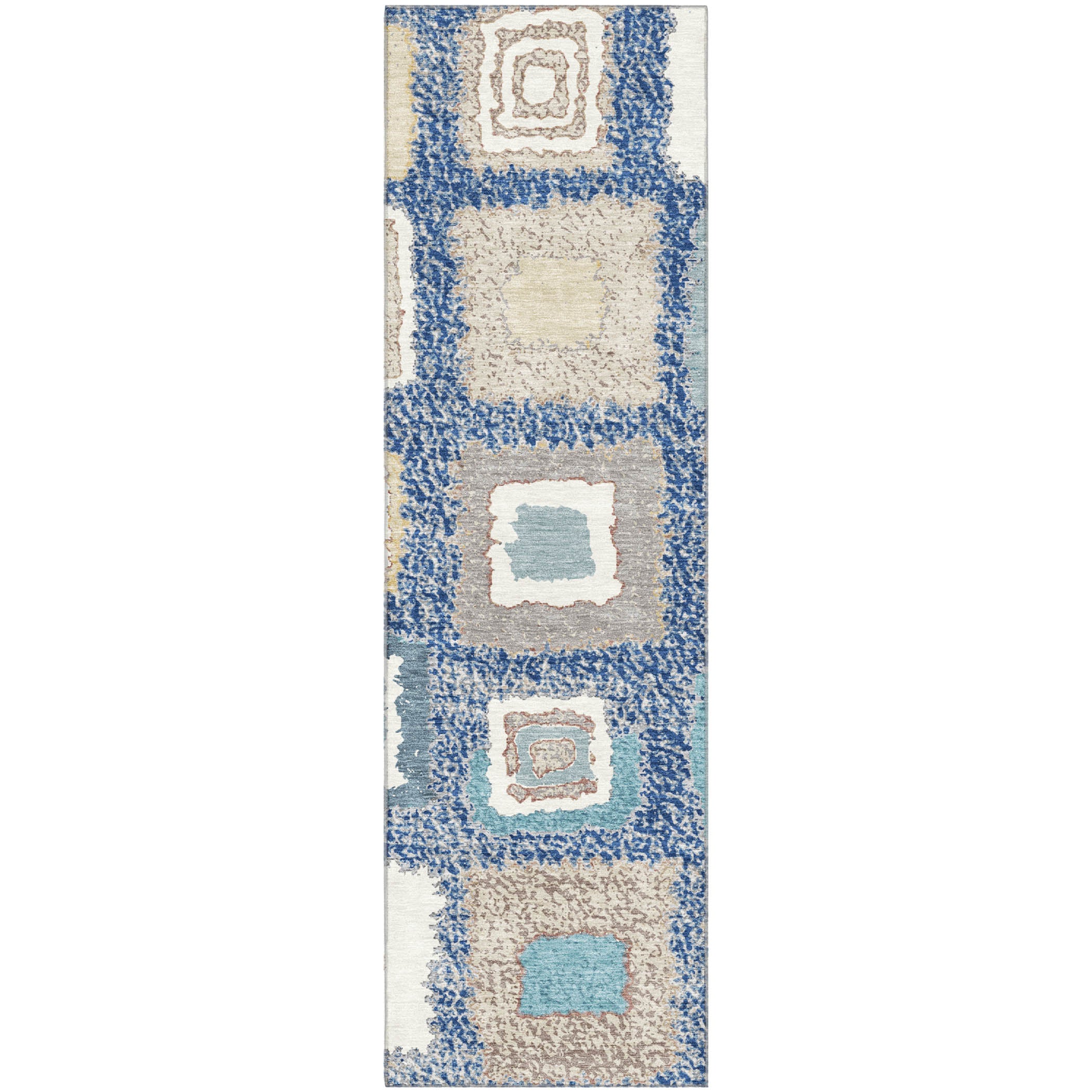 Mdina Machine Washable Transitional Navy Blue Rug 2'3" x 7'6" #shape_Runner