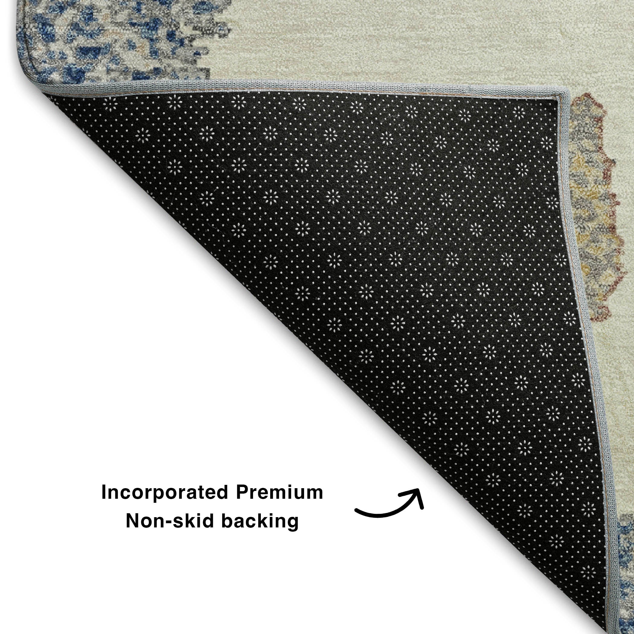 Mdina Machine Washable Transitional Navy Blue Rug 1'8" x 2'6" #shape_Rectangle