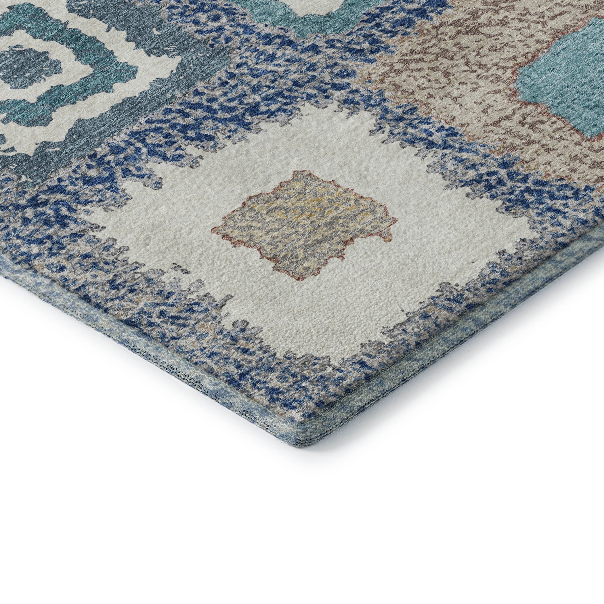 Mdina Machine Washable Transitional Navy Blue Rug 1'8" x 2'6" #shape_Rectangle