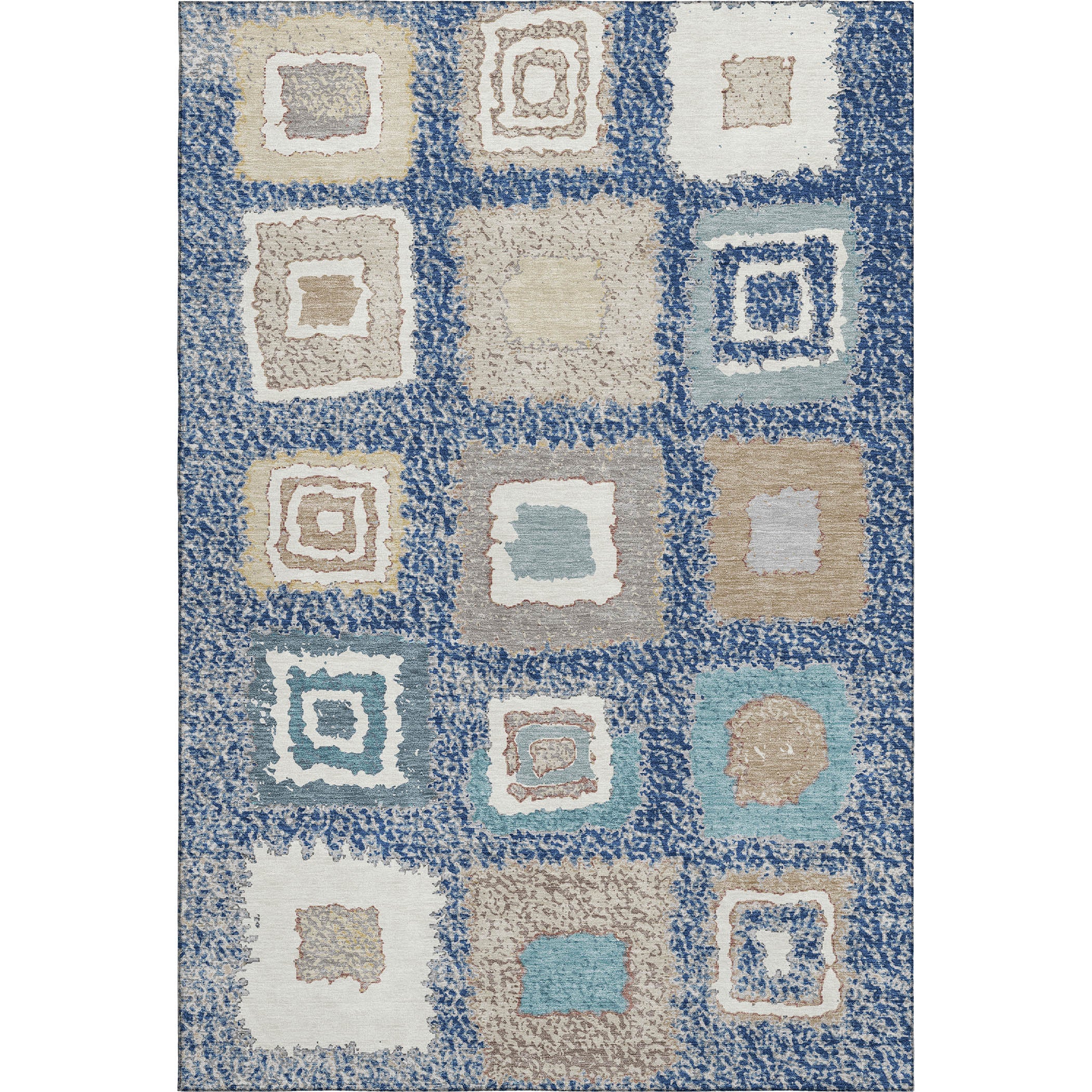 Mdina Machine Washable Transitional Navy Blue Rug 2'6" x 3'10" #shape_Rectangle