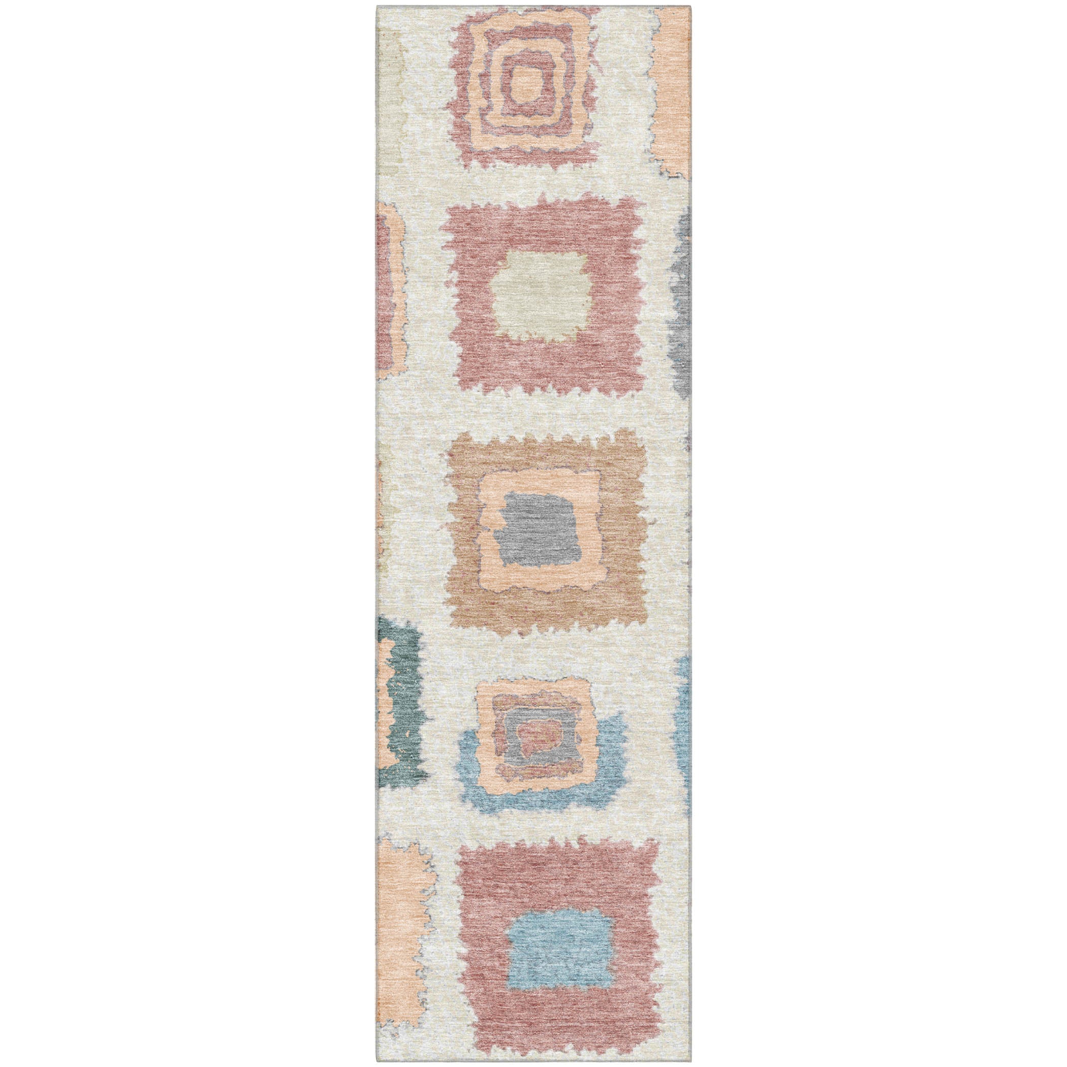 Mdina Machine Washable Transitional Peach Orange Rug 2'3" x 7'6" #shape_Runner